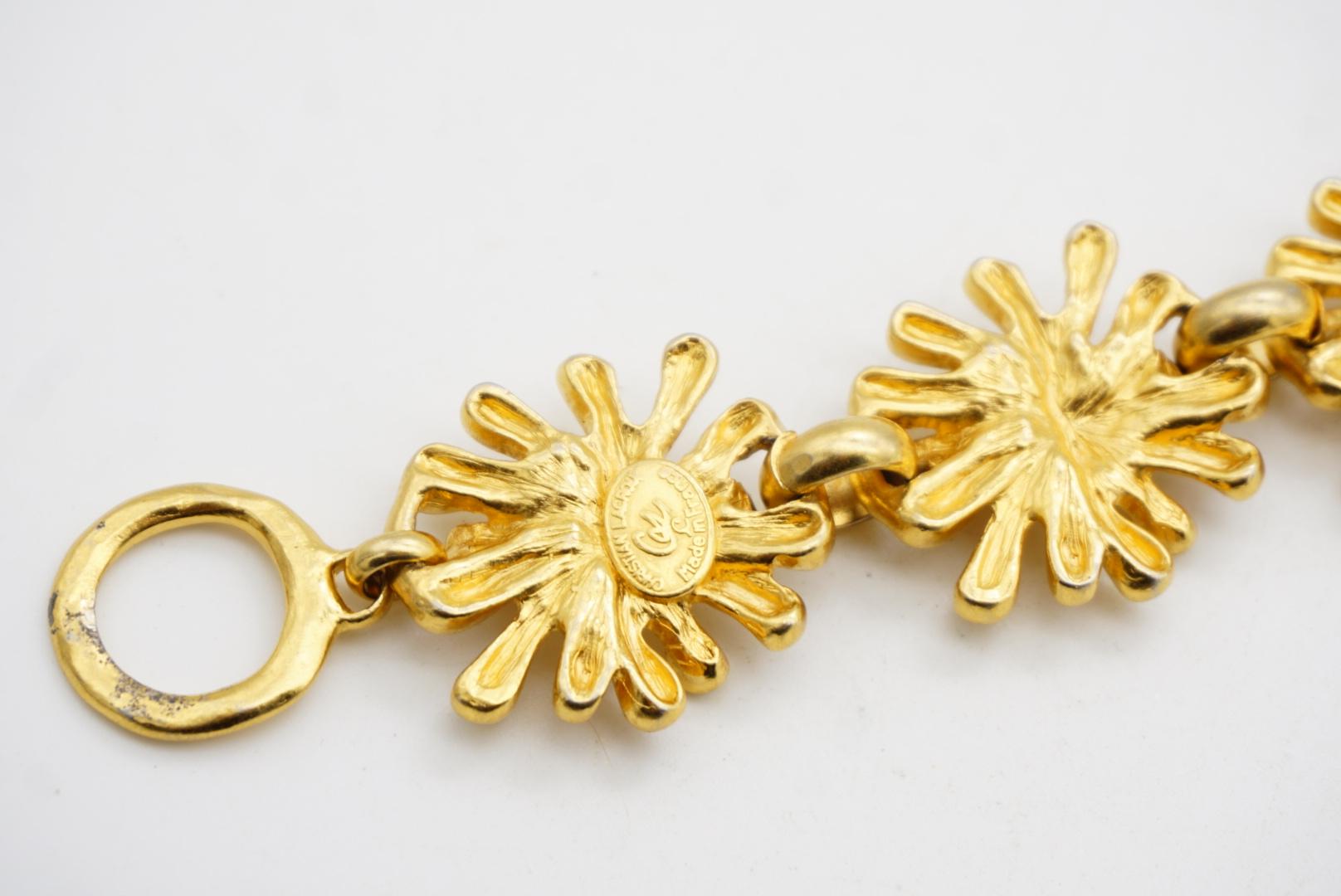 Christian Lacroix Vintage Spark Firework Flower 5 Charm Chunky Linked Bracelet For Sale 8