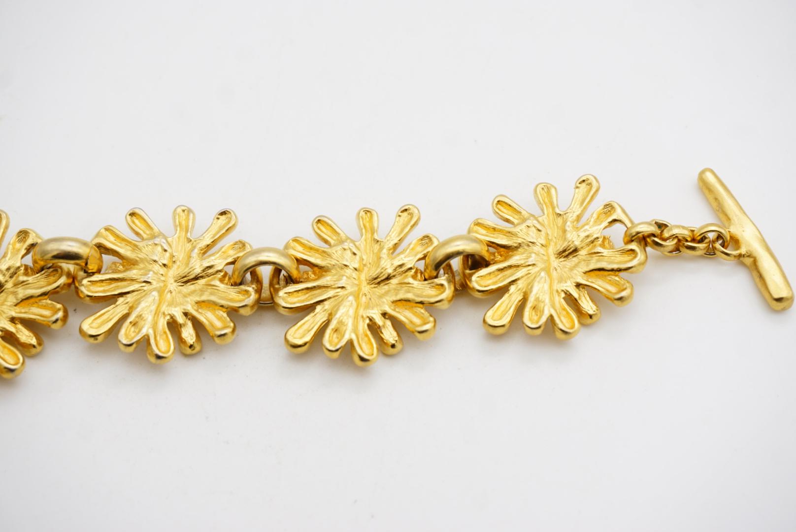 Christian Lacroix Vintage Spark Firework Flower 5 Charm Chunky Linked Bracelet For Sale 9