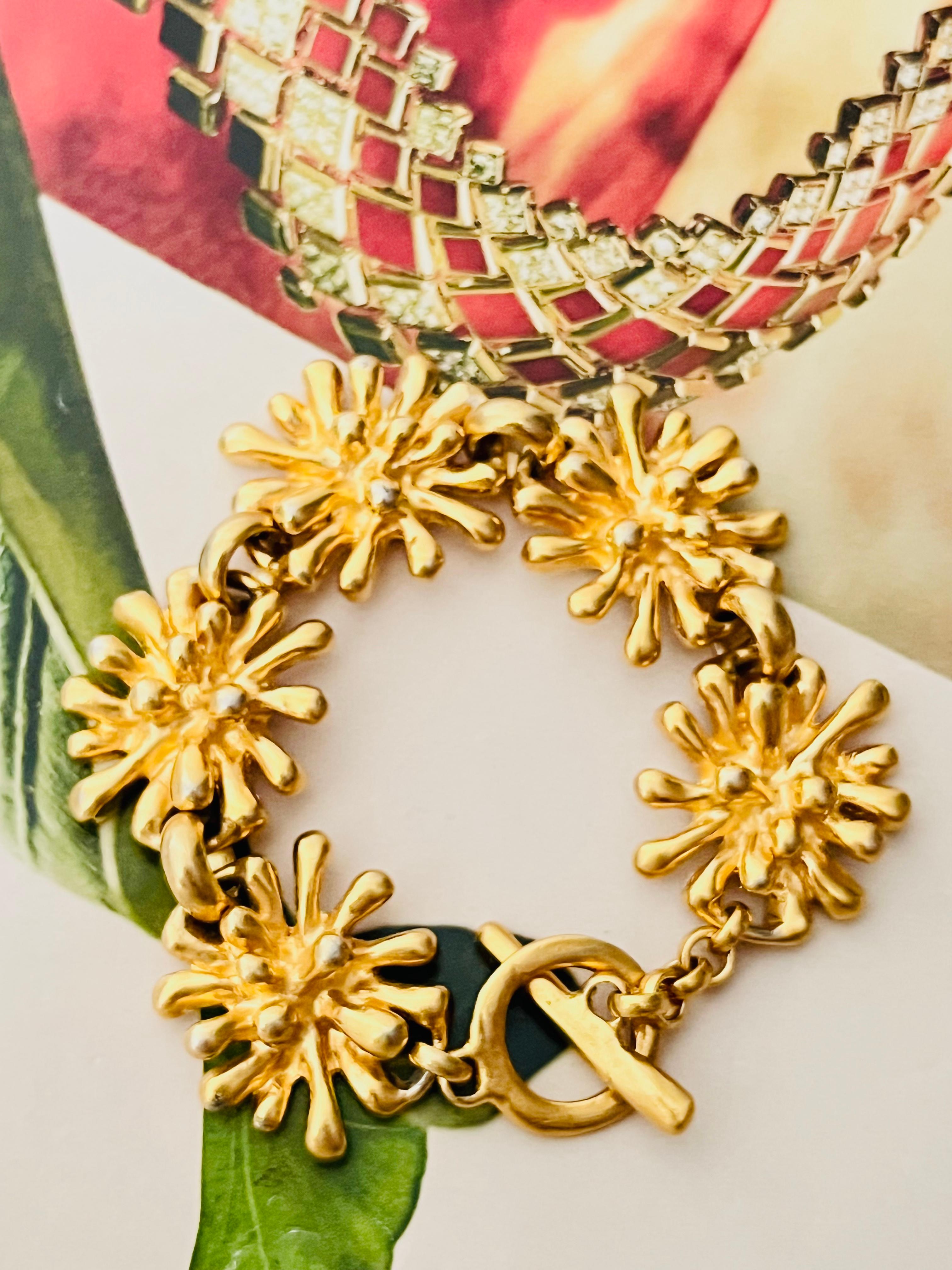 Art Nouveau Christian Lacroix Vintage Spark Firework Flower 5 Charm Chunky Linked Bracelet For Sale