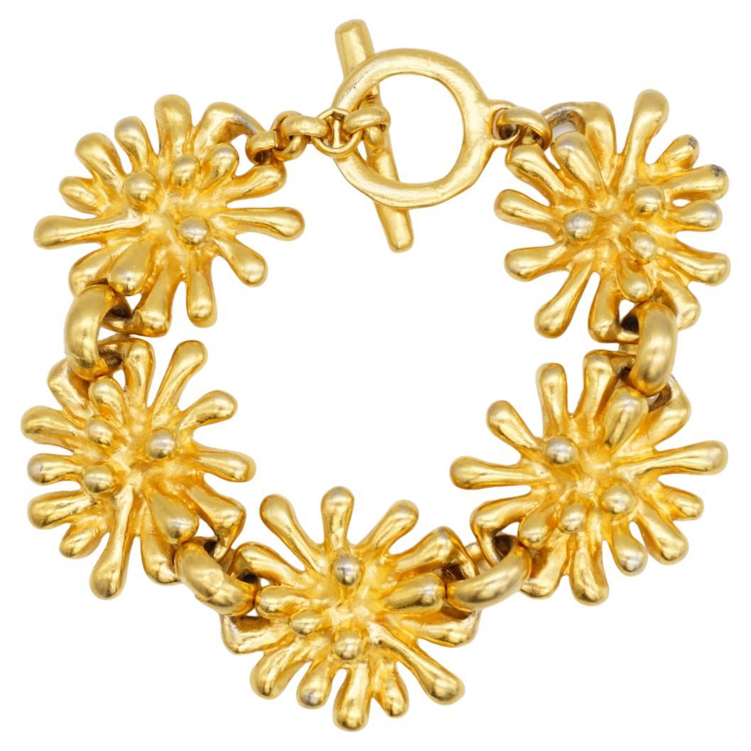 Christian Lacroix Vintage Spark Firework Flower 5 Charm Chunky Linked Bracelet For Sale