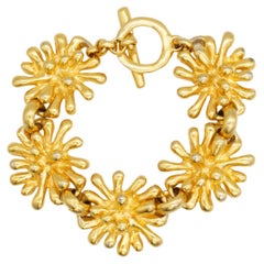 Christian Lacroix Vintage Spark Firework Flower 5 Charm Chunky Linked Bracelet