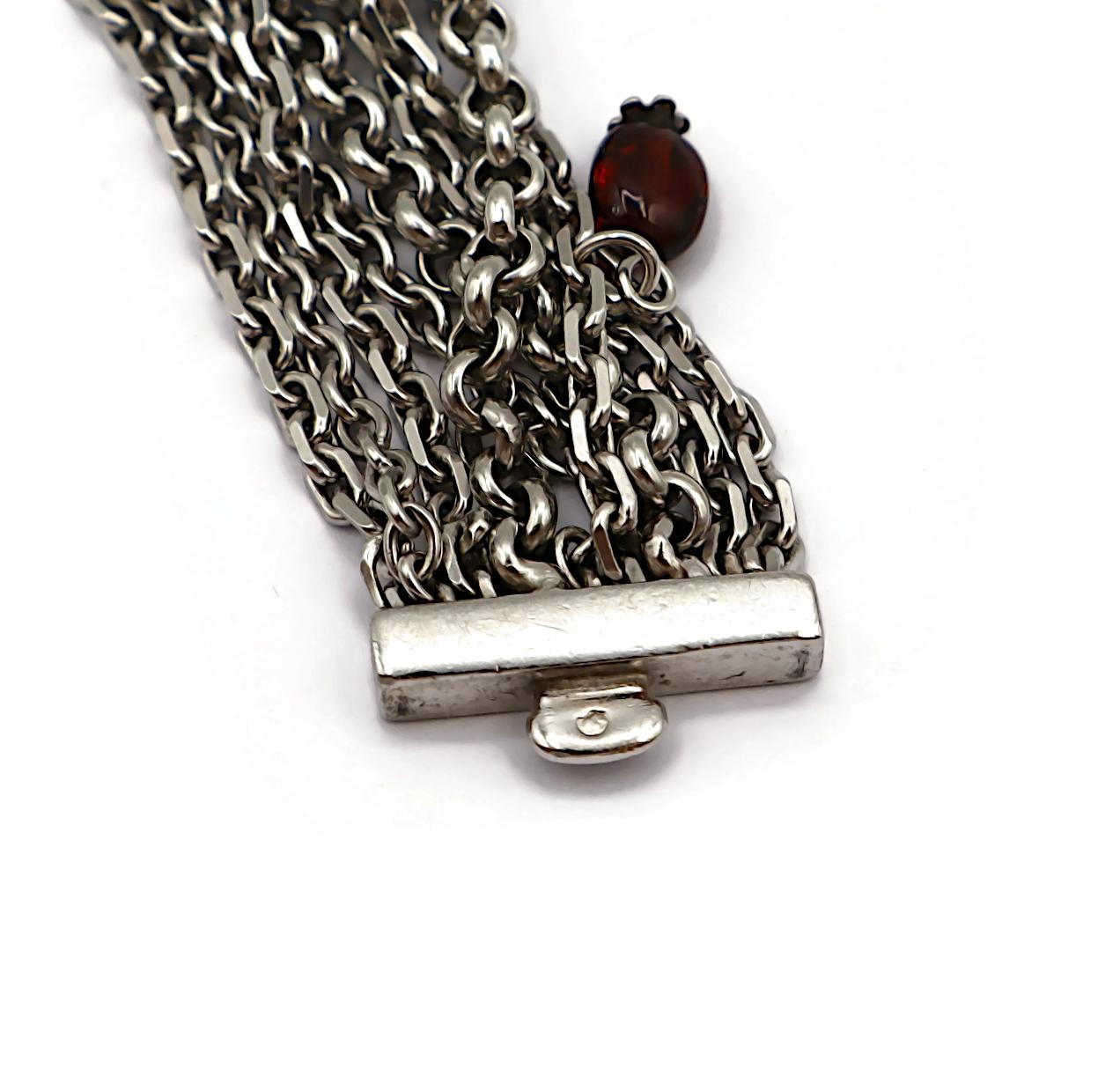 CHRISTIAN LACROIX Vintage Sterling Silver Chain Bracelet with Charms For Sale 6