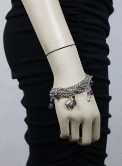 CHRISTIAN LACROIX Vintage Sterling Silver Chain Bracelet with Charms