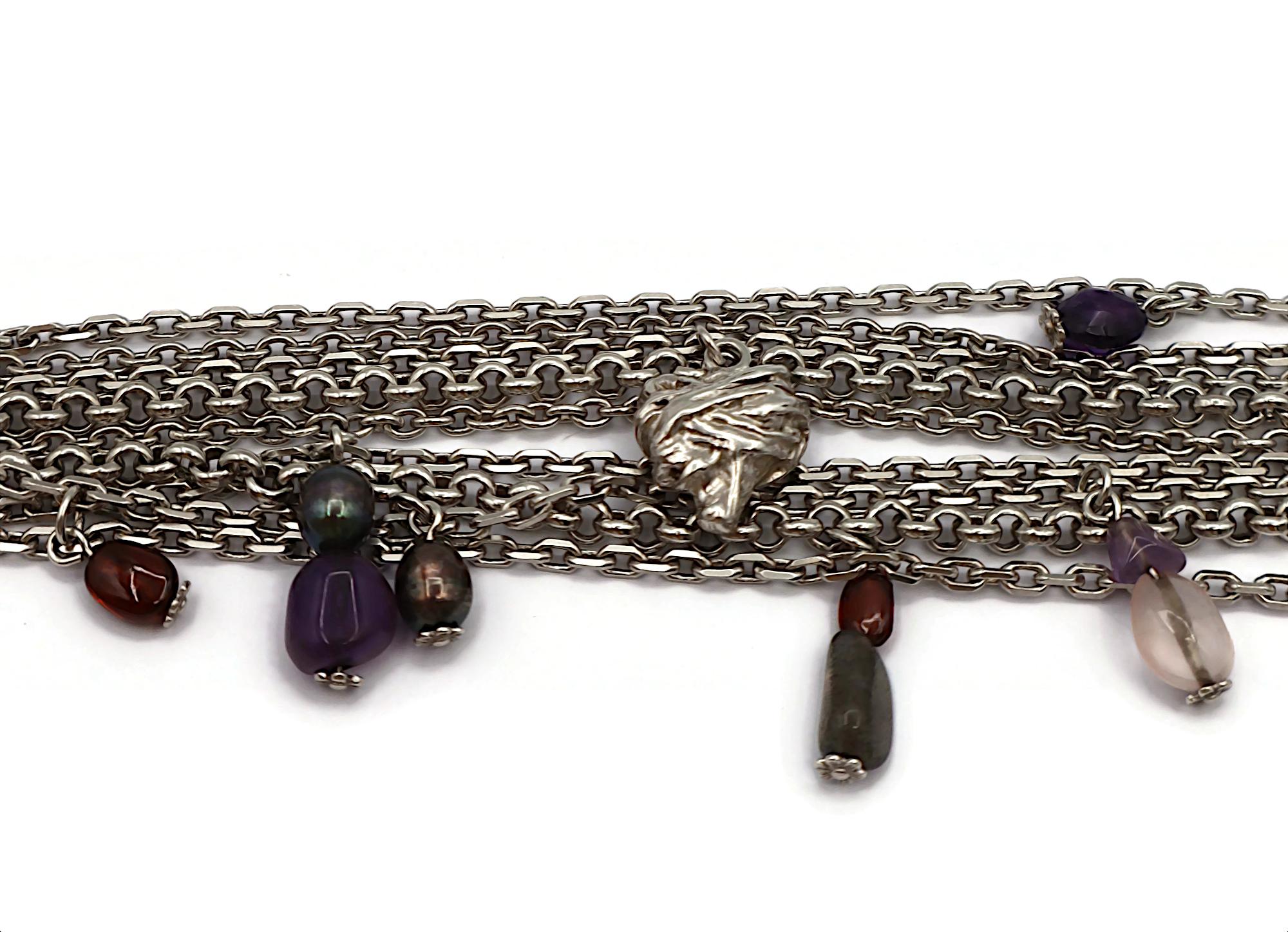 Women's CHRISTIAN LACROIX Vintage Sterling Silver Chain Bracelet with Charms For Sale