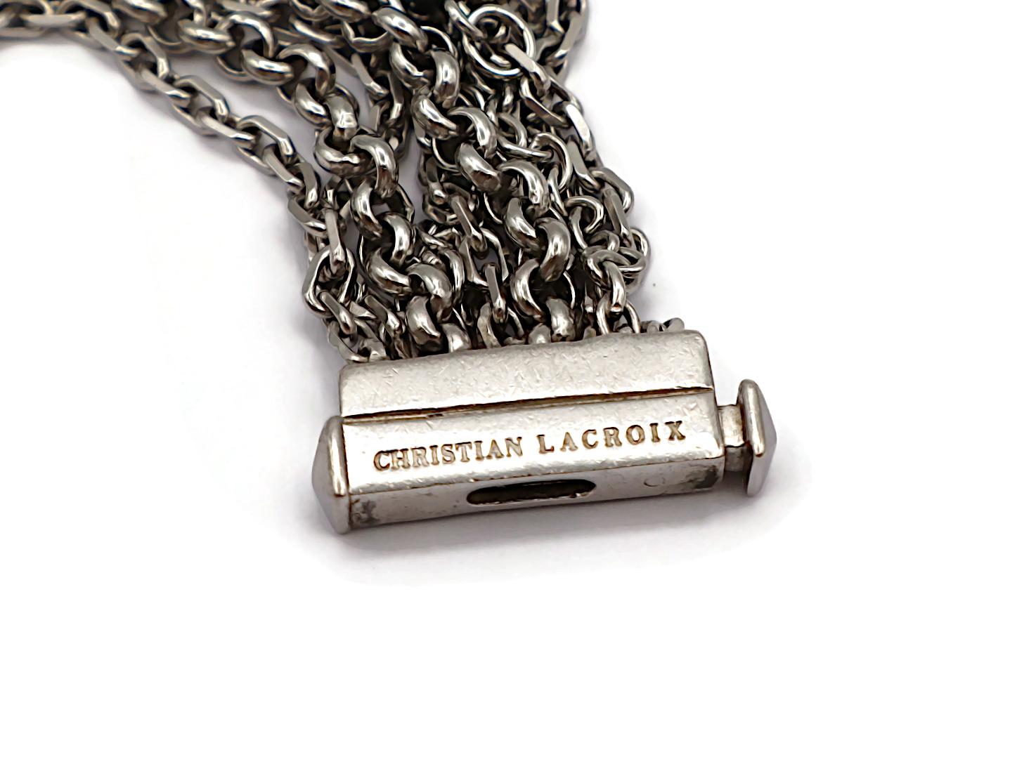 CHRISTIAN LACROIX Vintage Sterling Silver Chain Bracelet with Charms For Sale 5