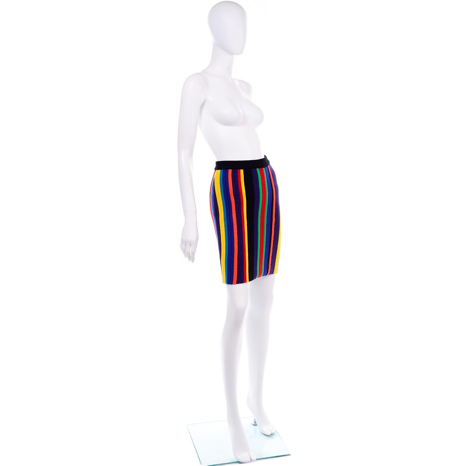 Black Christian Lacroix Vintage Striped Knit Rainbow Skirt