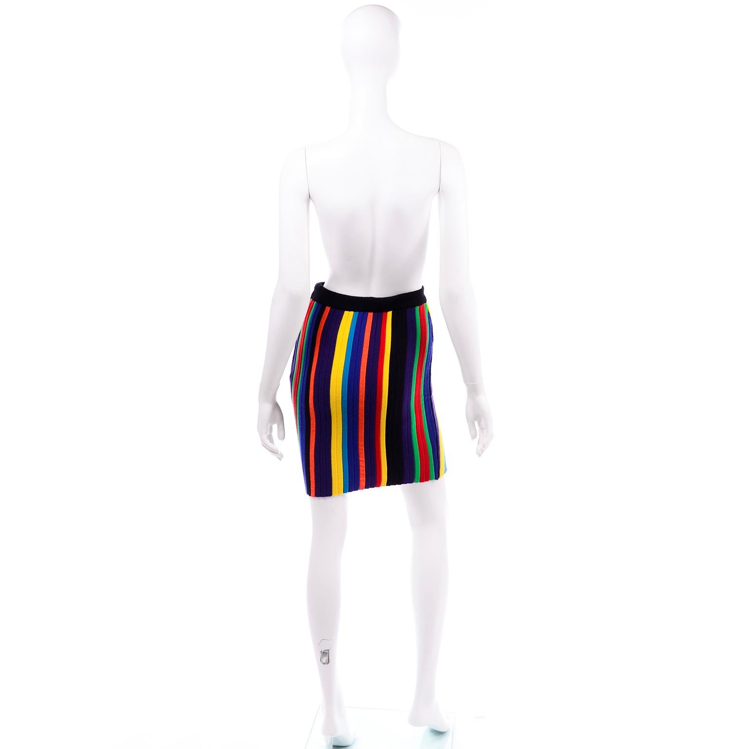 Christian Lacroix Vintage Striped Knit Rainbow Skirt In Excellent Condition In Portland, OR