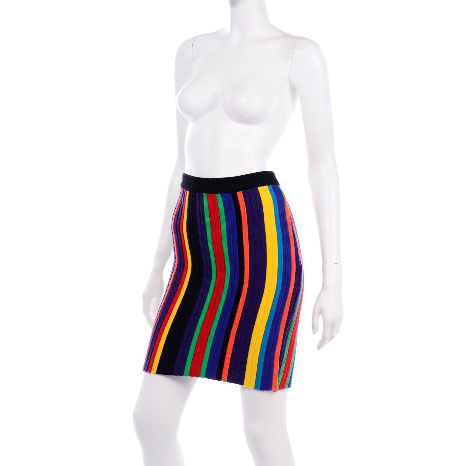 Women's Christian Lacroix Vintage Striped Knit Rainbow Skirt