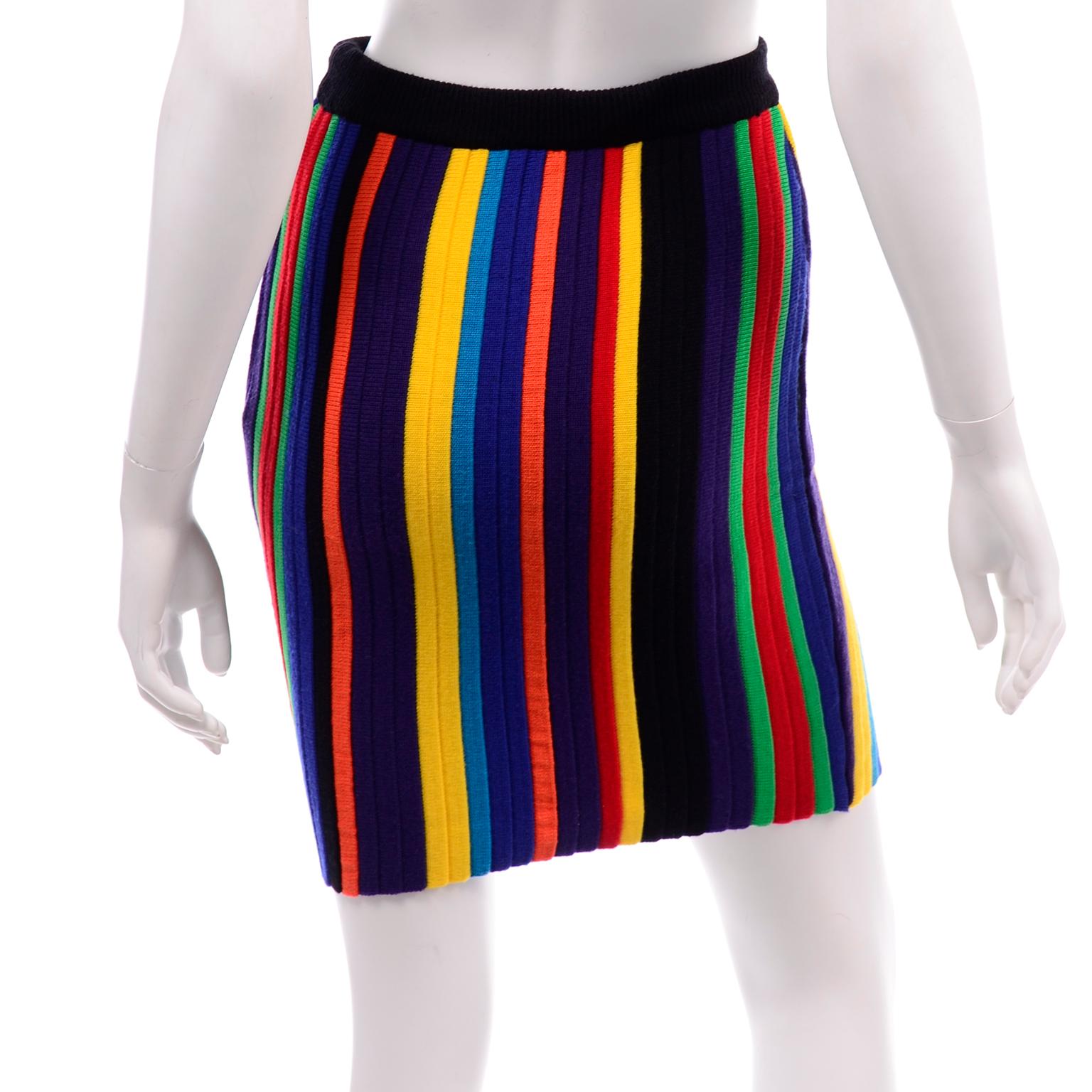 Christian Lacroix Vintage Striped Knit Rainbow Skirt 1