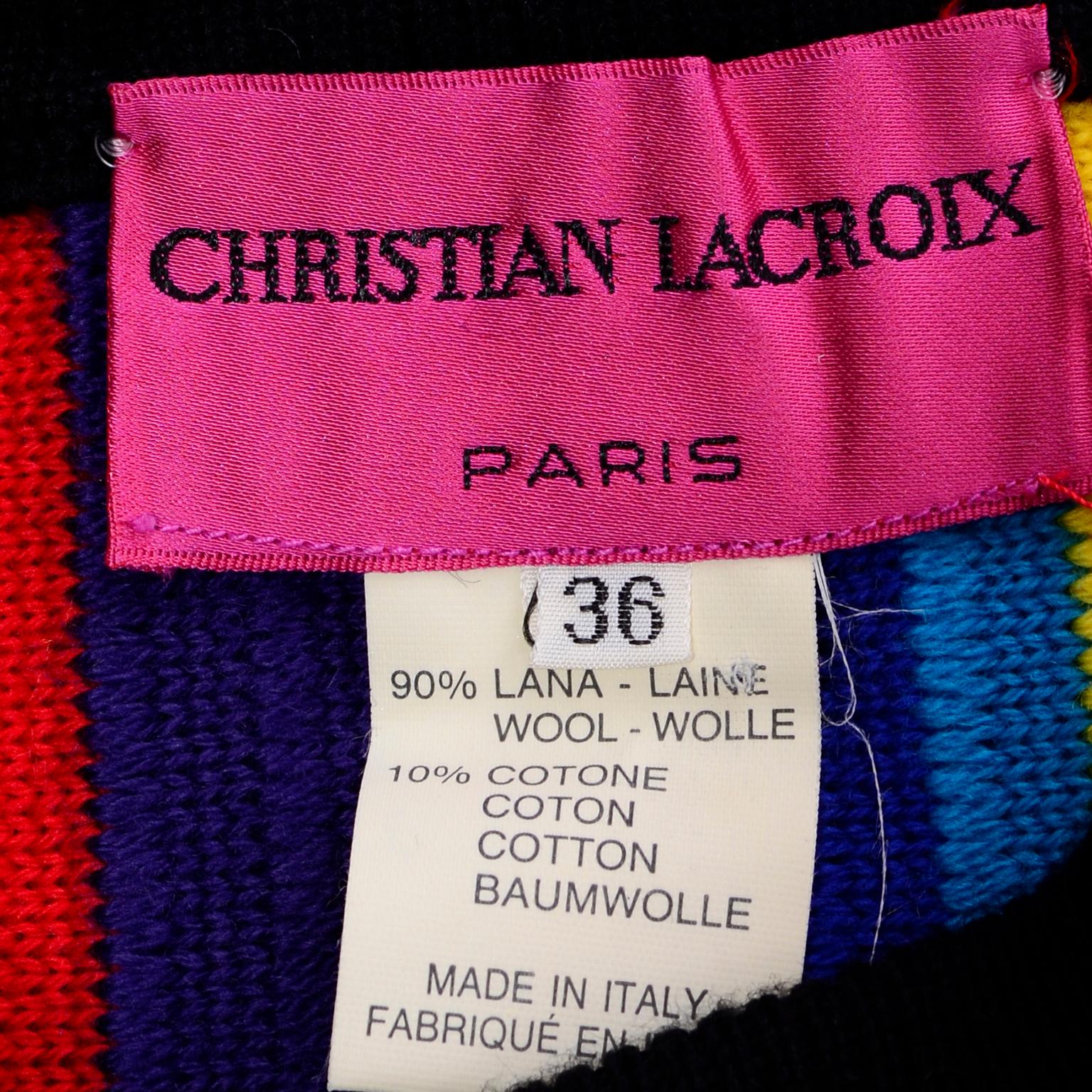 Christian Lacroix Vintage Striped Knit Rainbow Skirt 3