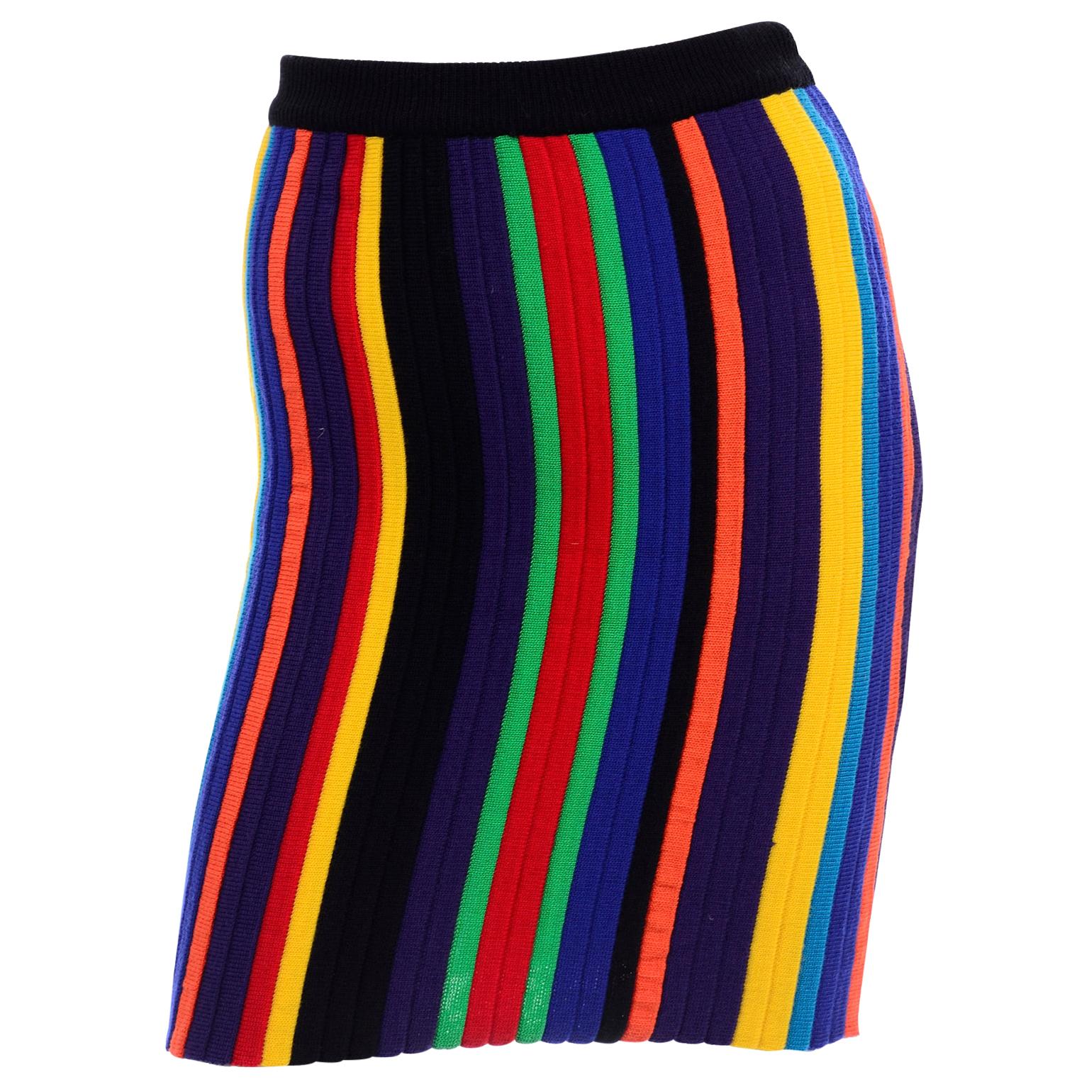Christian Lacroix Vintage Striped Knit Rainbow Skirt