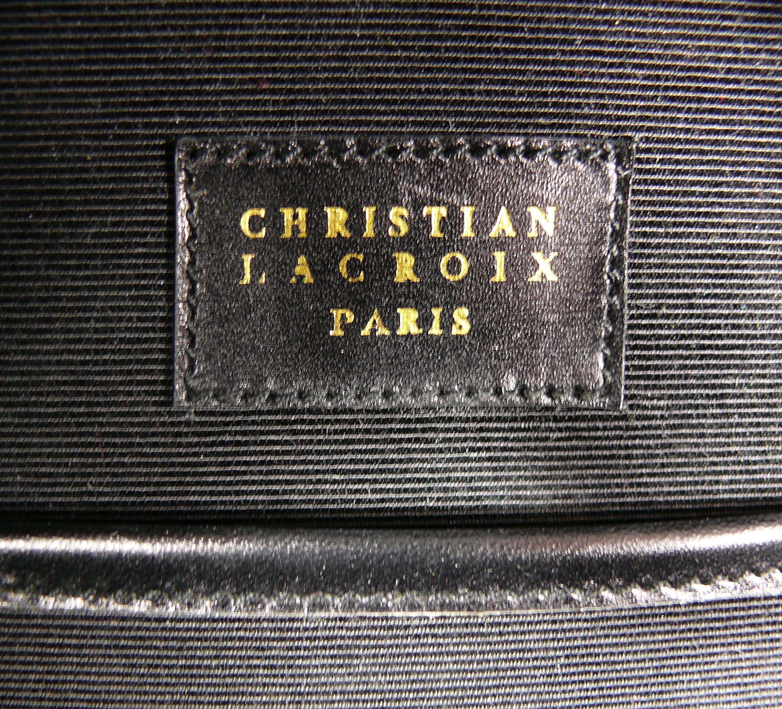 Christian Lacroix Vintage Gothic inspirierte Tasche aus schwarzem Leder mit Nieten im Angebot 10
