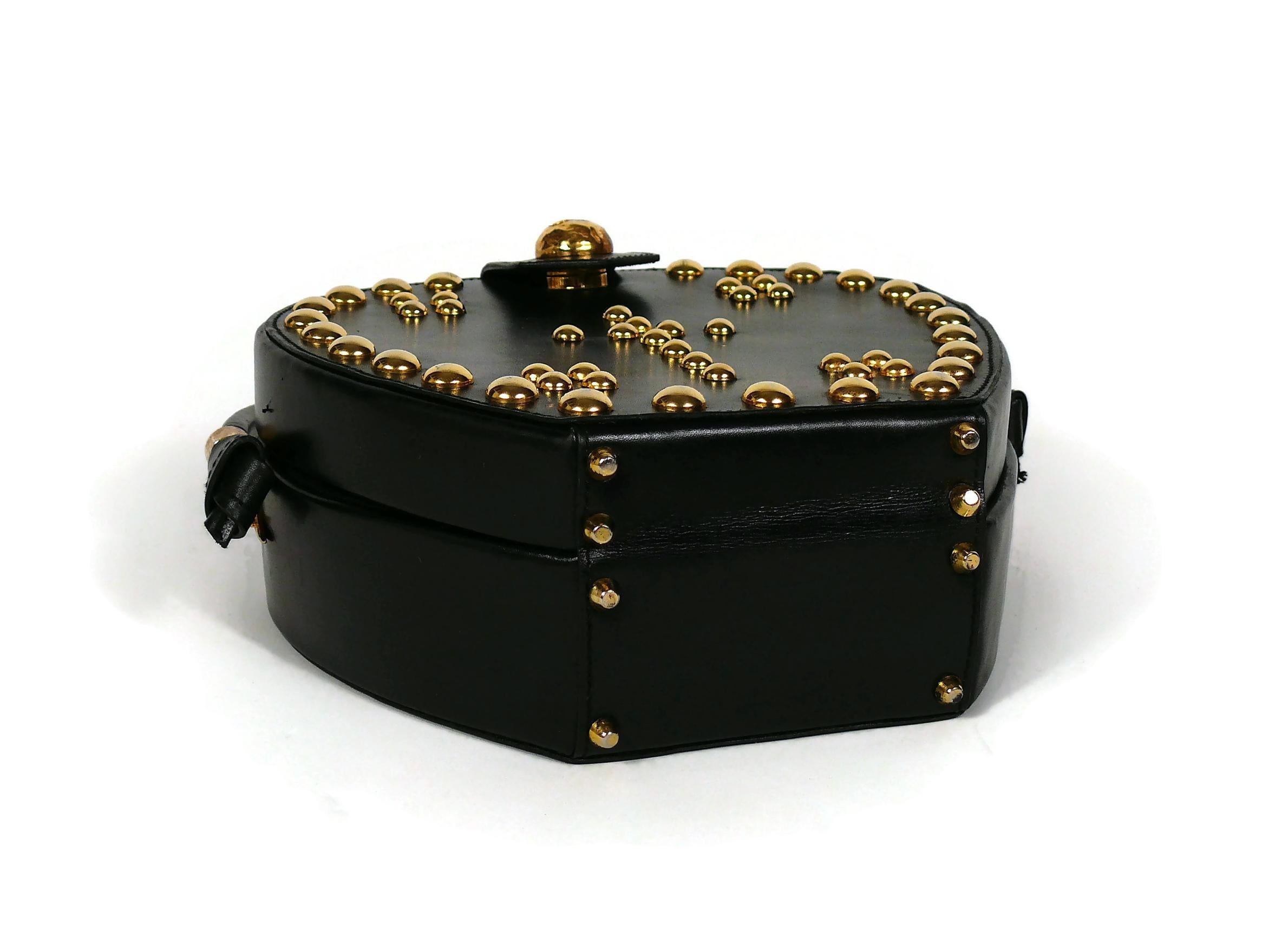 Christian Lacroix Vintage Studded Black Leather Gothic Inspired Bag For Sale 2