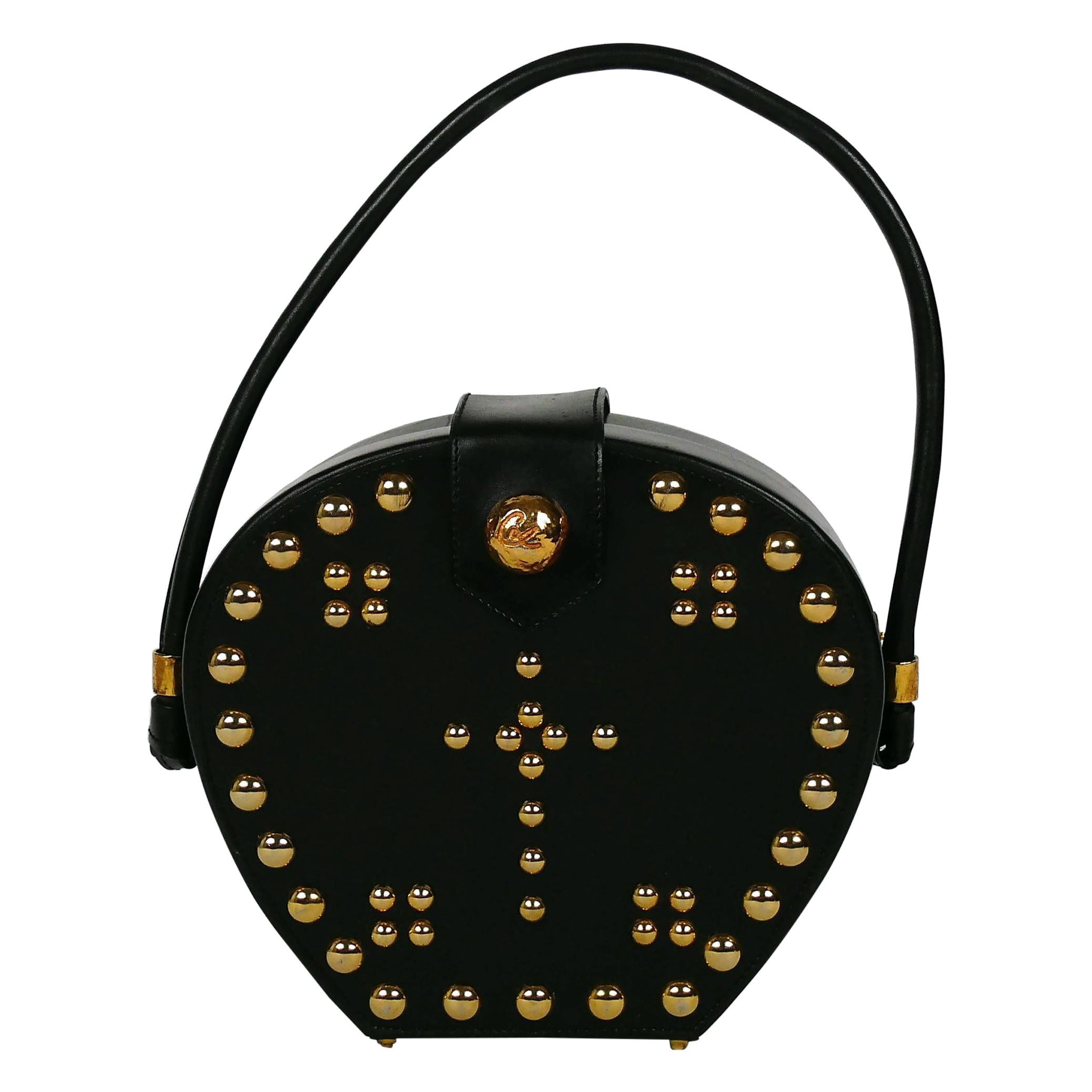 Christian Lacroix Vintage Studded Black Leather Gothic Inspired Bag