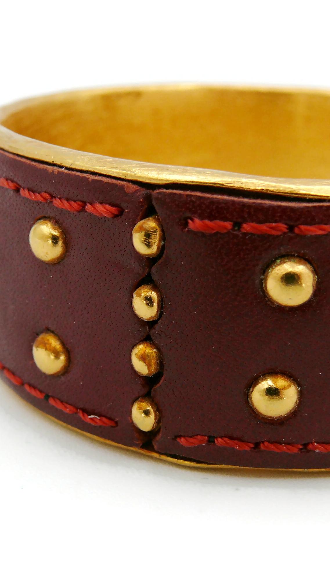 CHRISTIAN LACROIX Vintage Studded Leather Bracelet For Sale 5