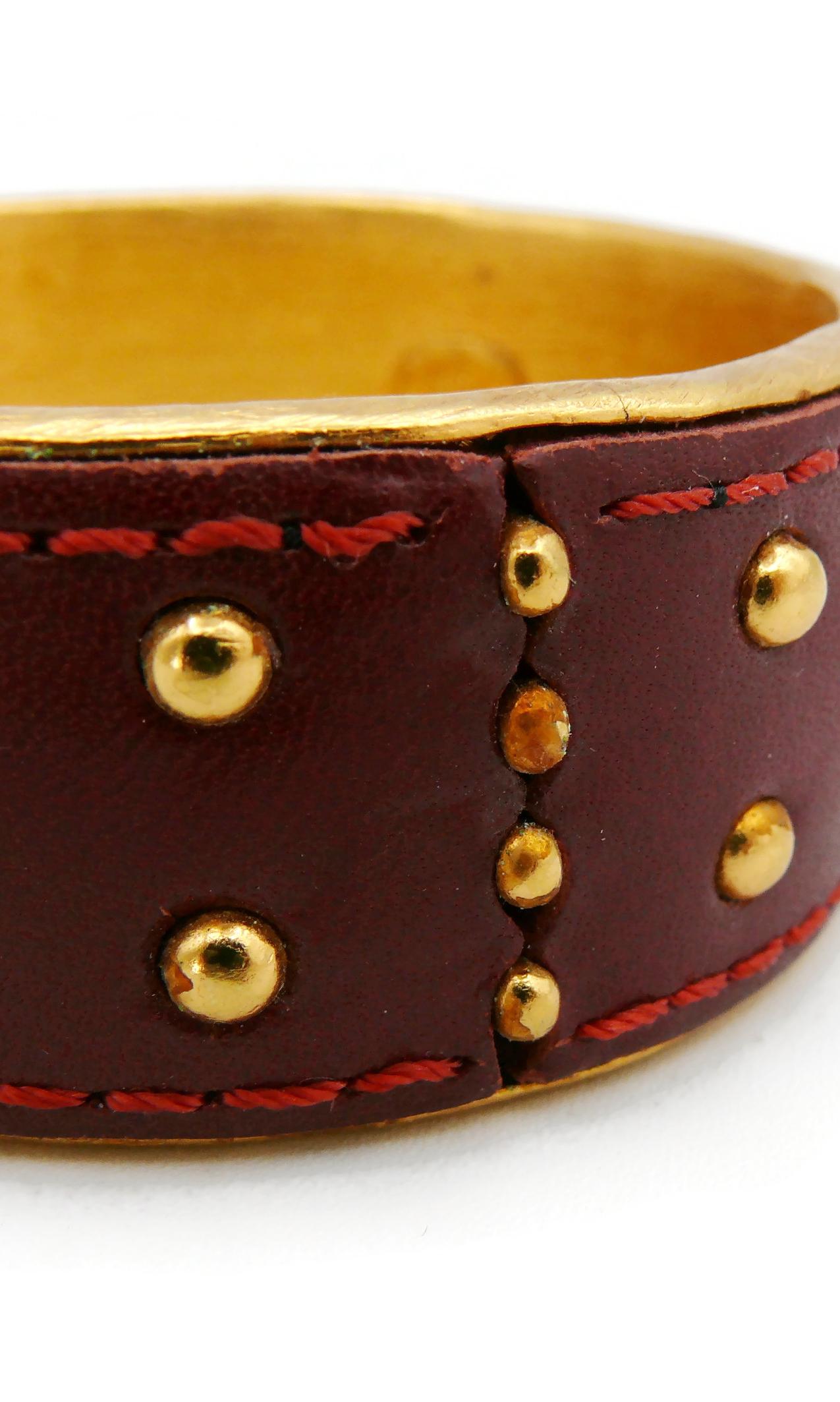 CHRISTIAN LACROIX Vintage Studded Leather Bracelet For Sale 6