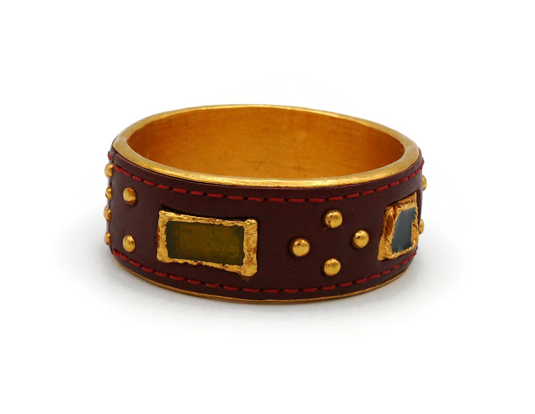 CHRISTIAN LACROIX Vintage Nieten-Lederarmband im Zustand „Gut“ im Angebot in Nice, FR