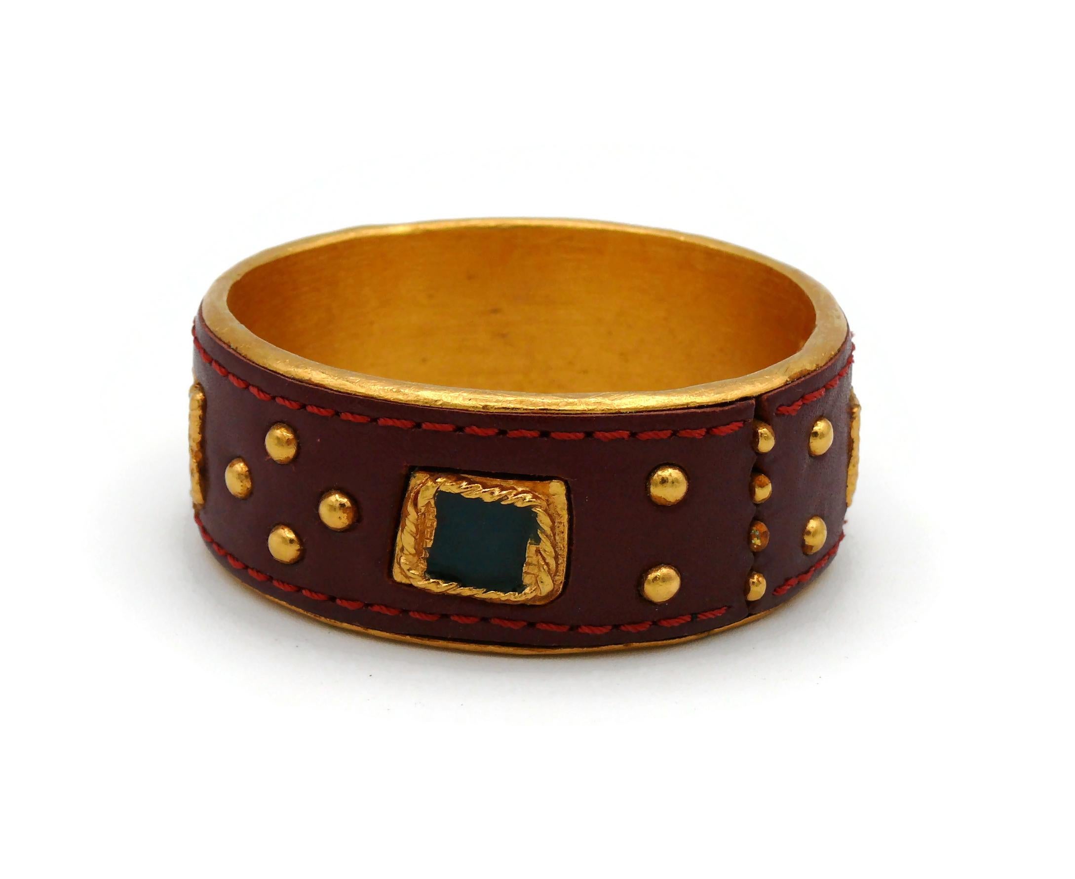 CHRISTIAN LACROIX Vintage Nieten-Lederarmband Damen im Angebot