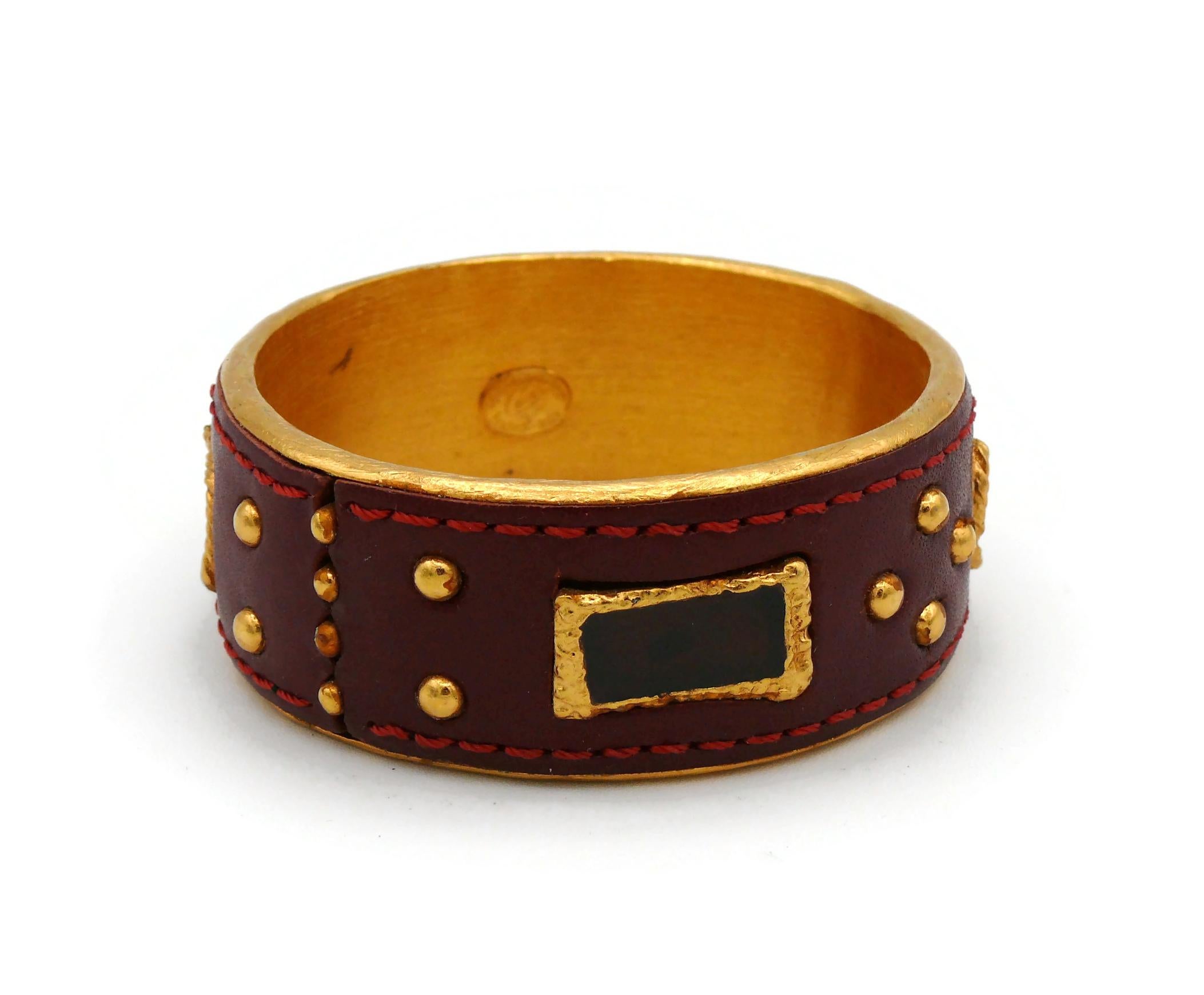 CHRISTIAN LACROIX Vintage Nieten-Lederarmband im Angebot 1