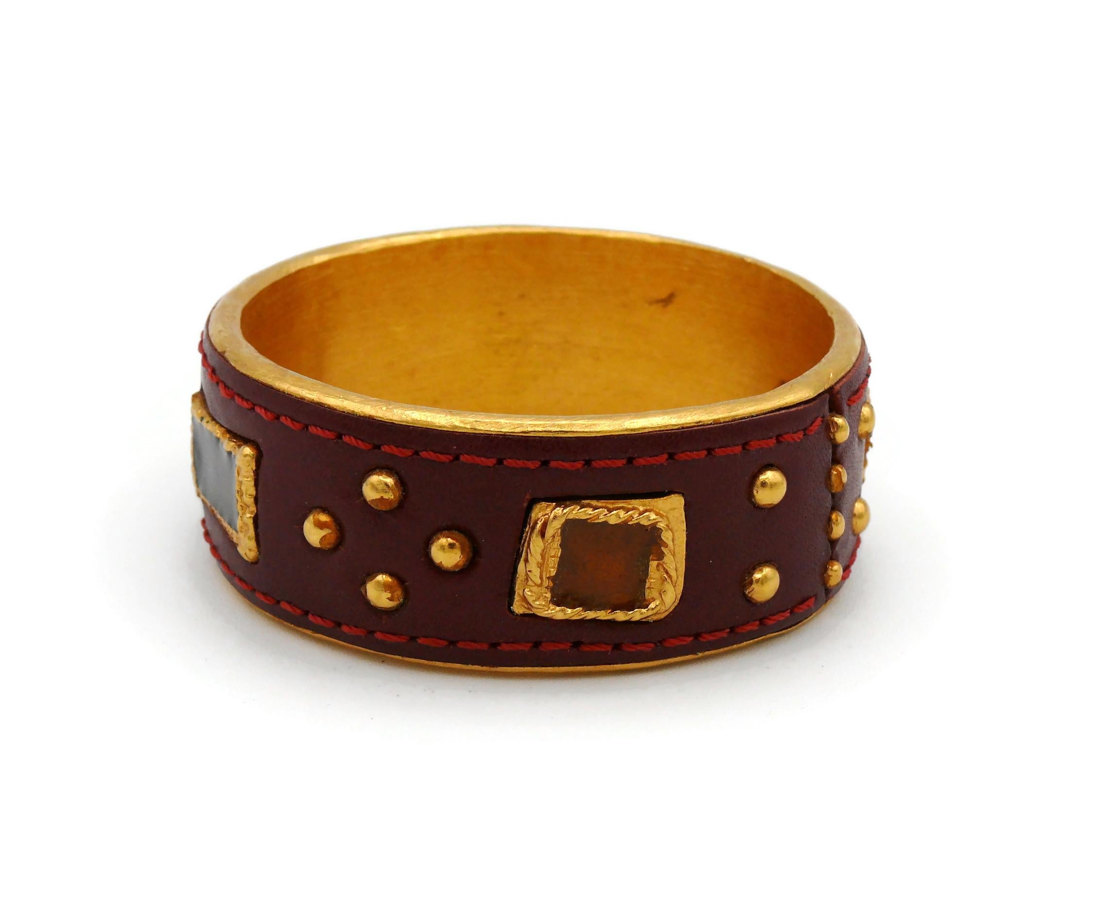 CHRISTIAN LACROIX Vintage Studded Leather Bracelet In Good Condition For Sale In Nice, FR