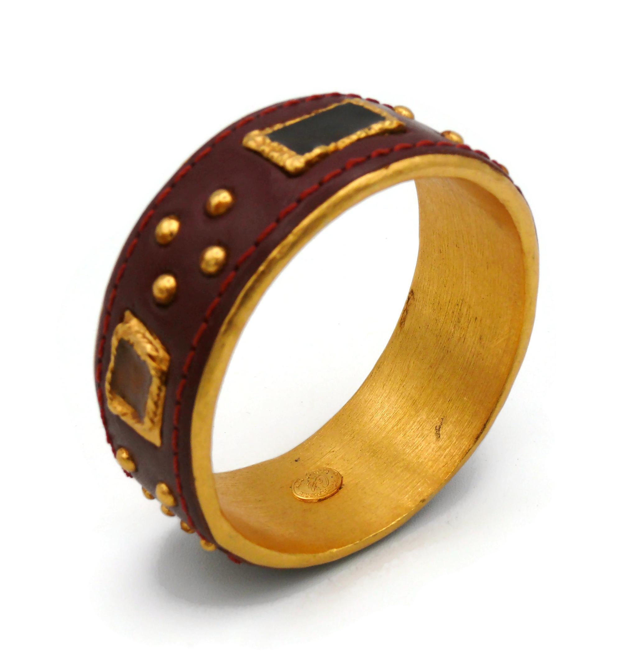 CHRISTIAN LACROIX Vintage Studded Leather Bracelet For Sale 2