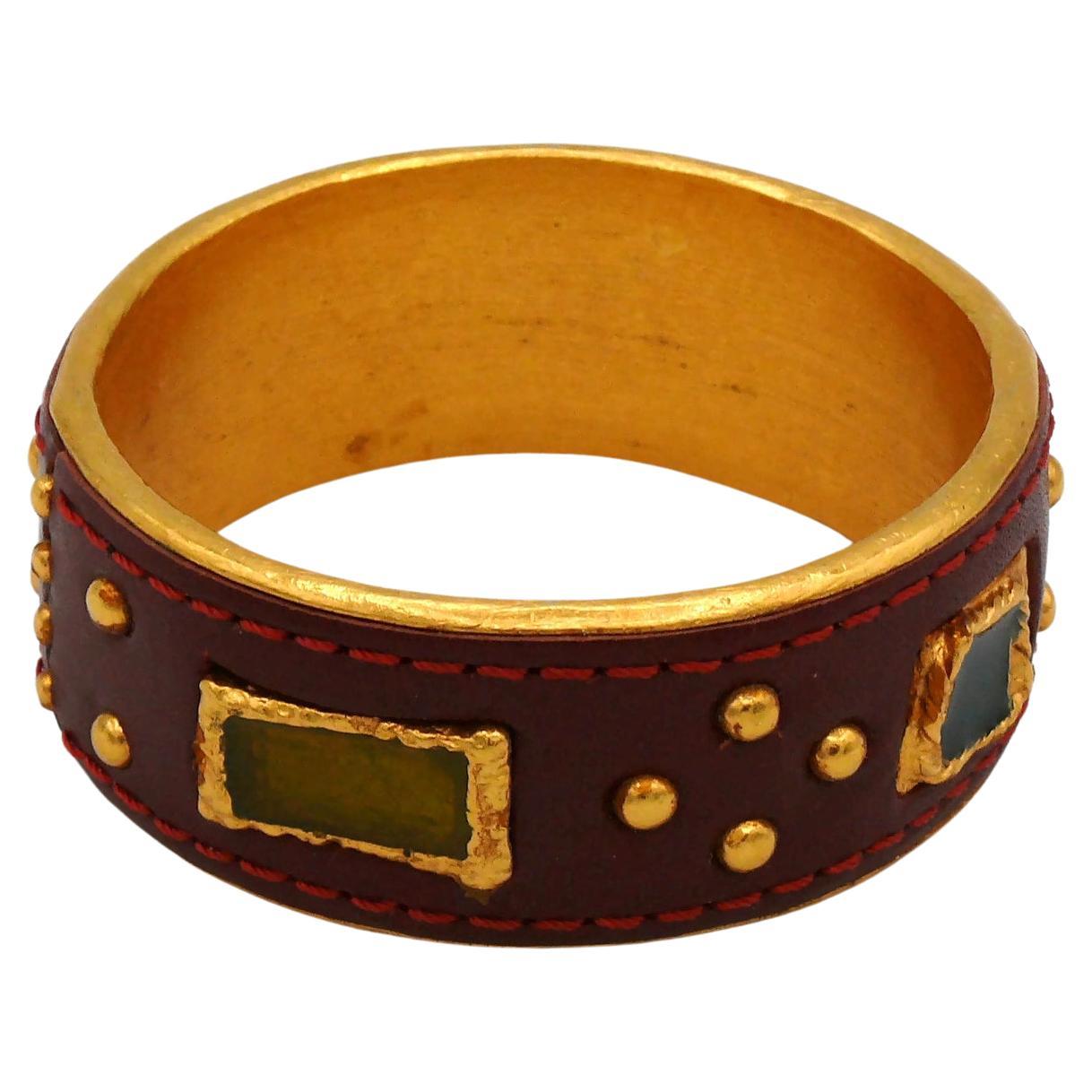 CHRISTIAN LACROIX Vintage Studded Leather Bracelet For Sale