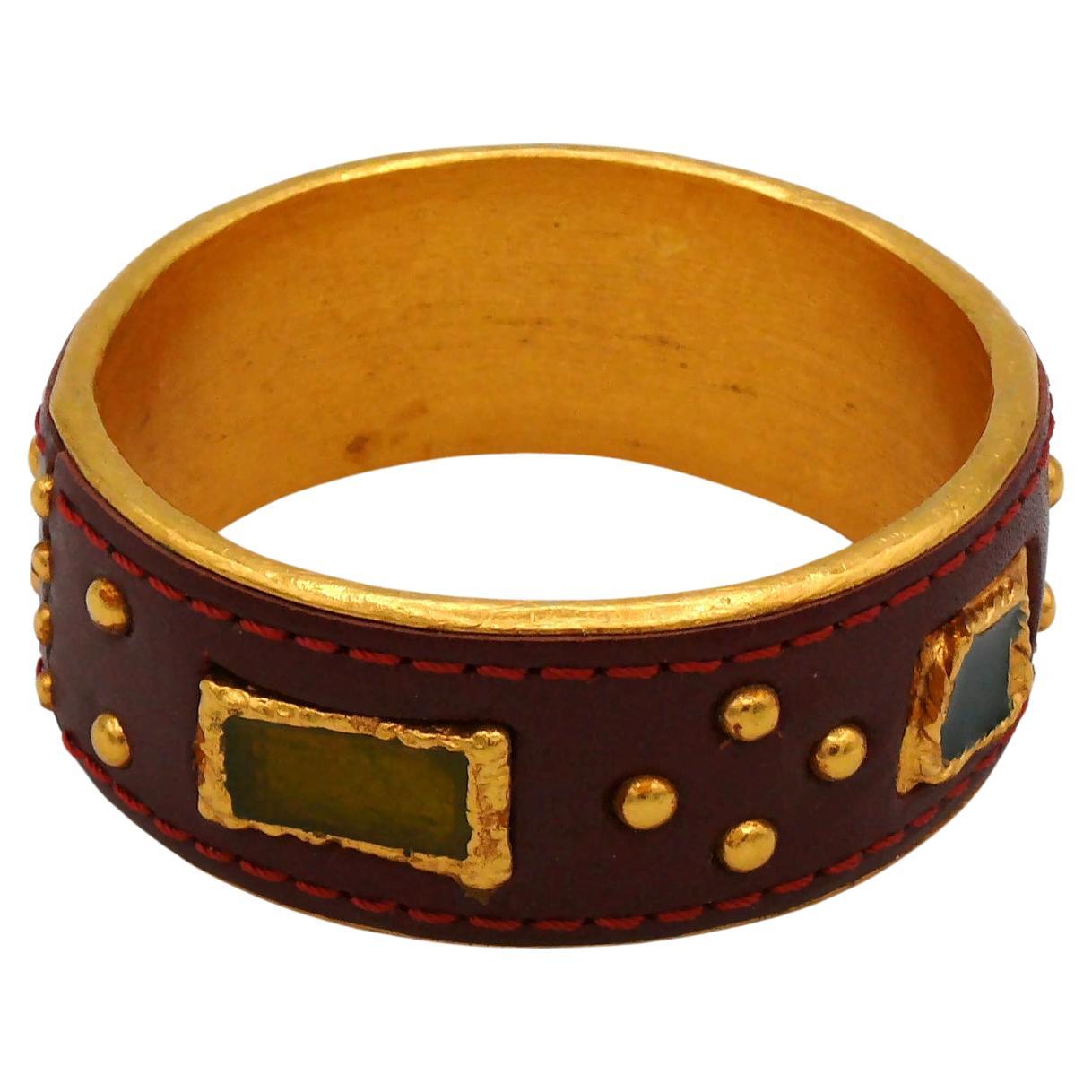 CHRISTIAN LACROIX Vintage Nieten-Lederarmband im Angebot