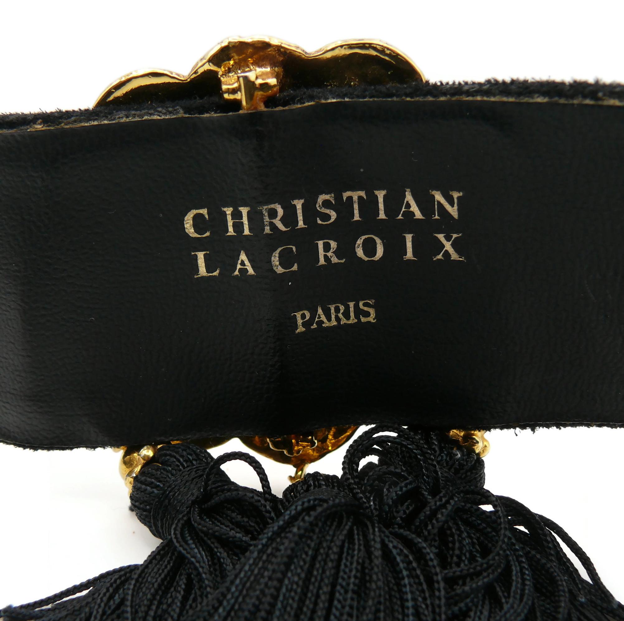 CHRISTIAN LACROIX Vintage Suede Leather Belt with Jewelled Medallion & Tassels For Sale 7