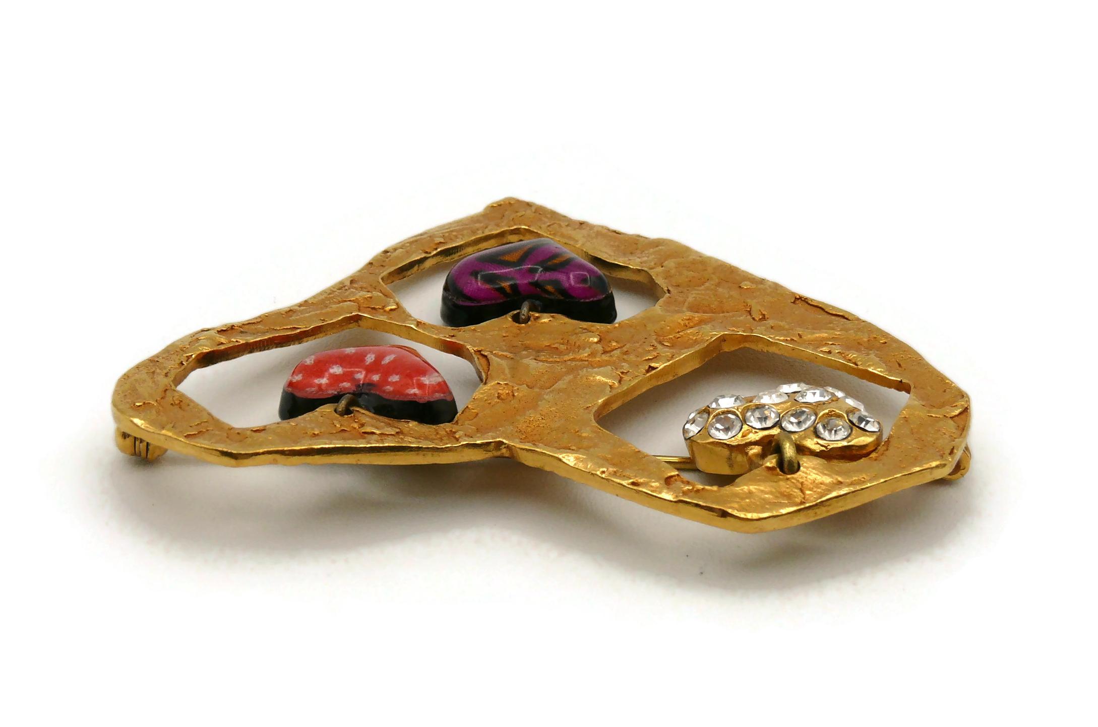 CHRISTIAN LACROIX Vintage Texturierte Gold getönte Herzanhänger-Brosche im Angebot 6
