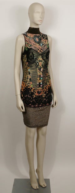 Christian Lacroix Vintage Trompe L'Oeil Print Sleeveless Turtleneck Dress Size M