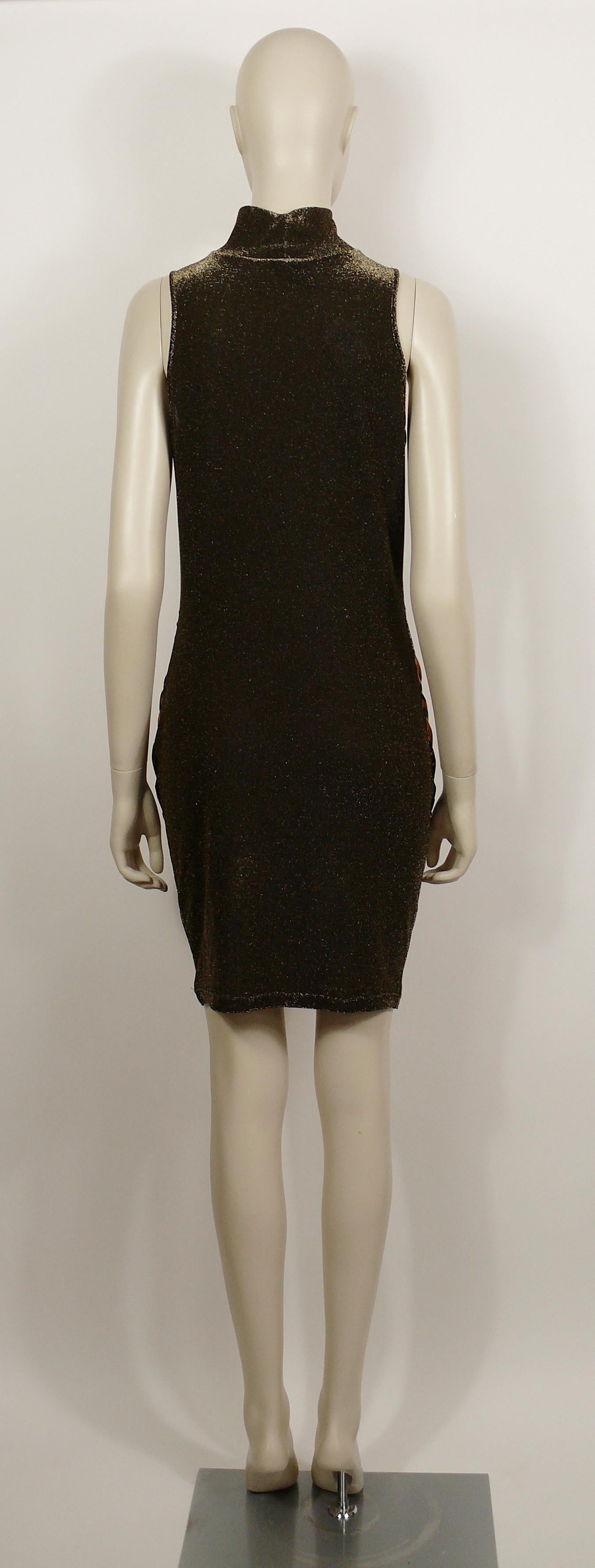 Women's Christian Lacroix Vintage Trompe L'Oeil Print Sleeveless Turtleneck Dress Size M For Sale