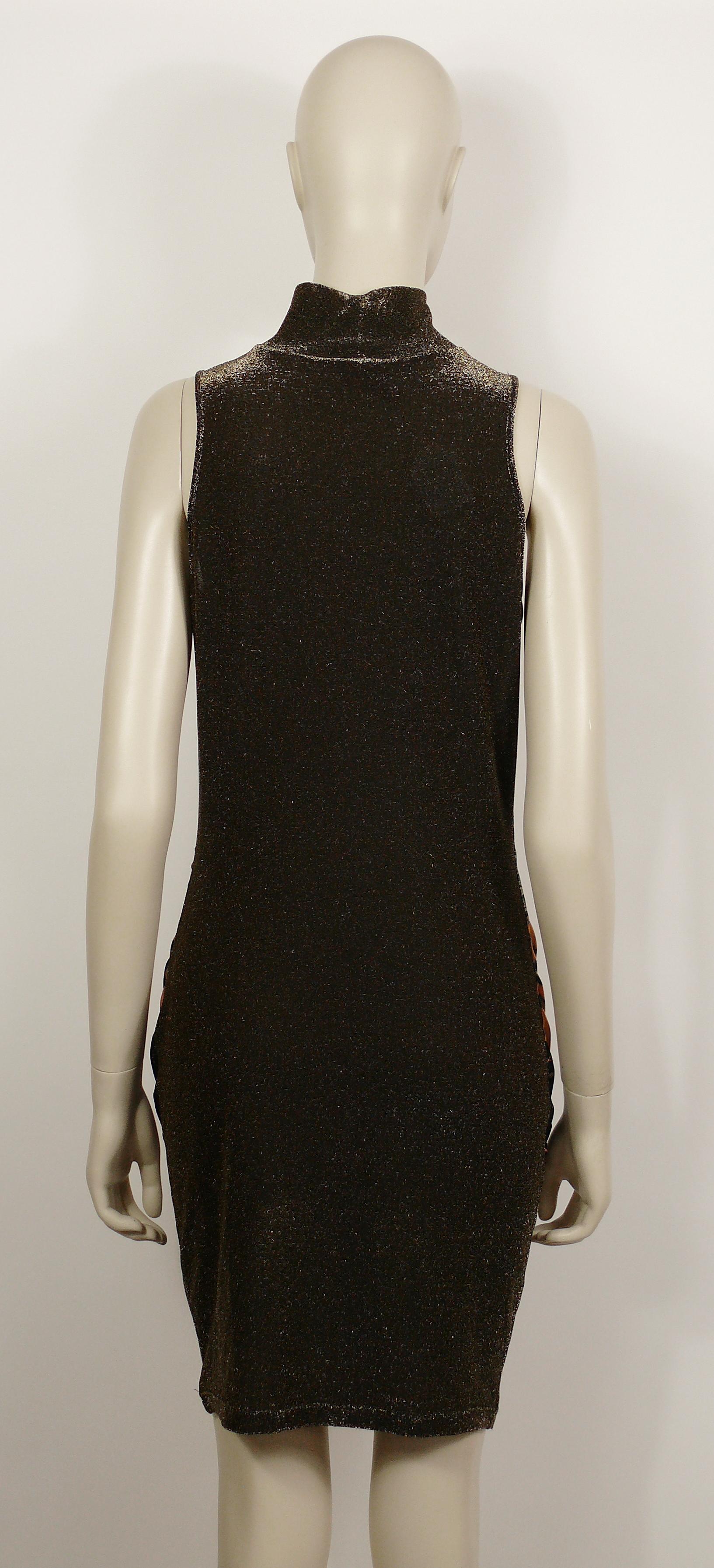 Christian Lacroix Vintage Trompe L'Oeil Print Sleeveless Turtleneck Dress Size M For Sale 1
