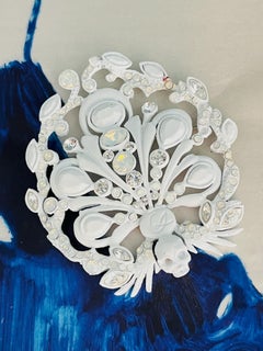 Christian Lacroix Vintage Unisex Iconic Rare Huge Skull White Statement Brooch