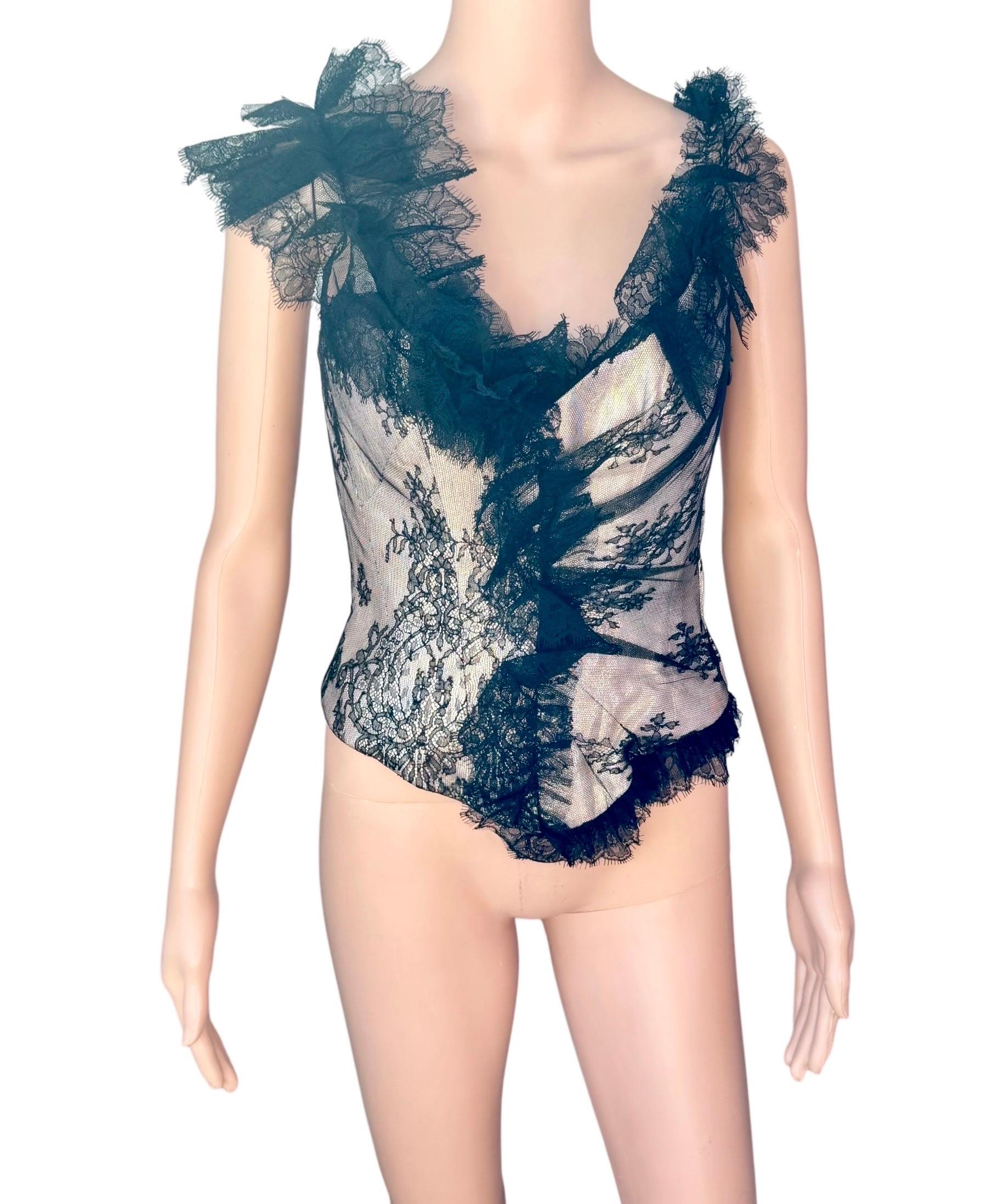 Christian Lacroix Bustier Corsetto d'epoca non indossato in pizzo trasparente metallizzato Crop Top in vendita 5