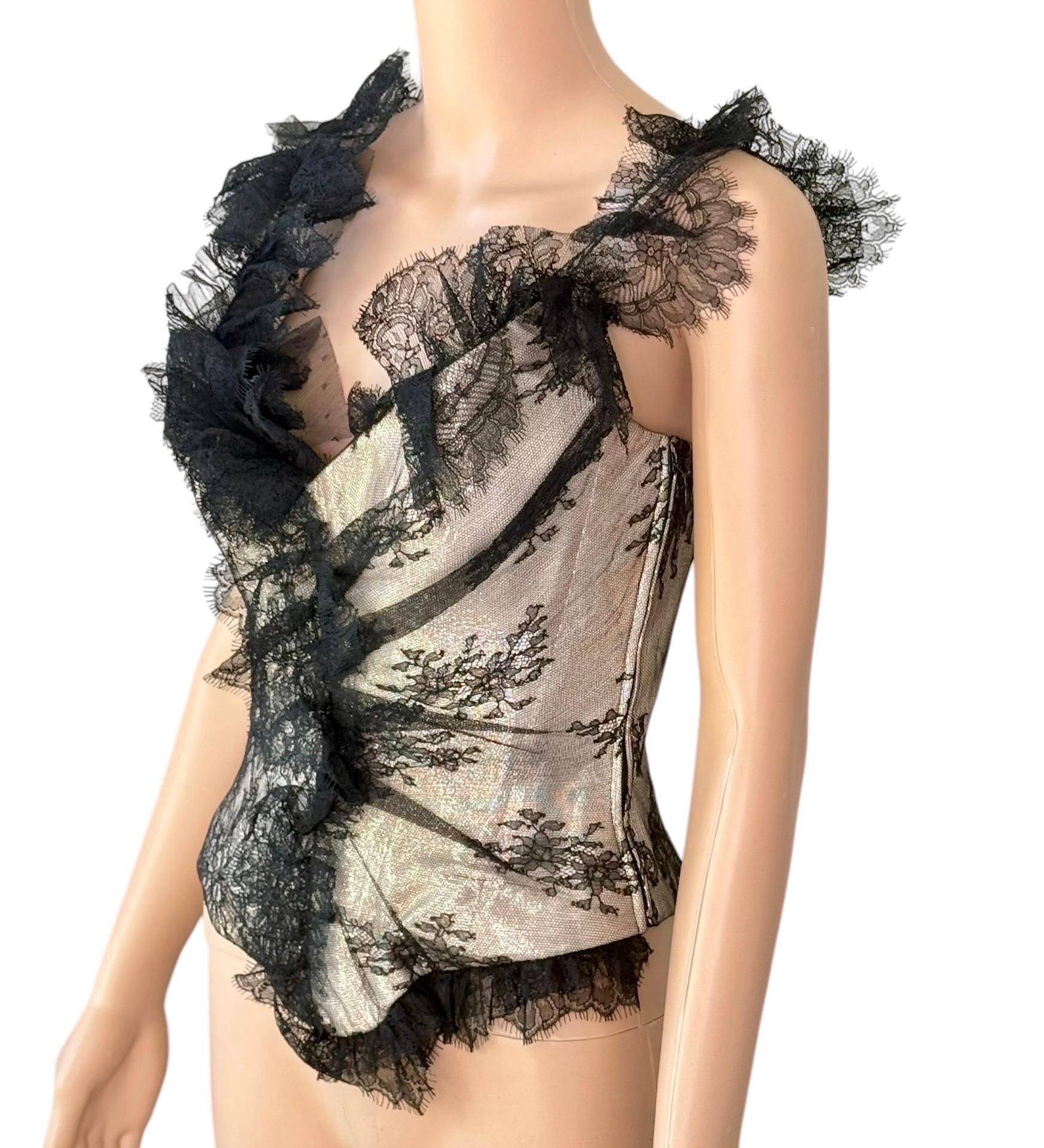 Christian Lacroix Bustier Corsetto d'epoca non indossato in pizzo trasparente metallizzato Crop Top in vendita 6