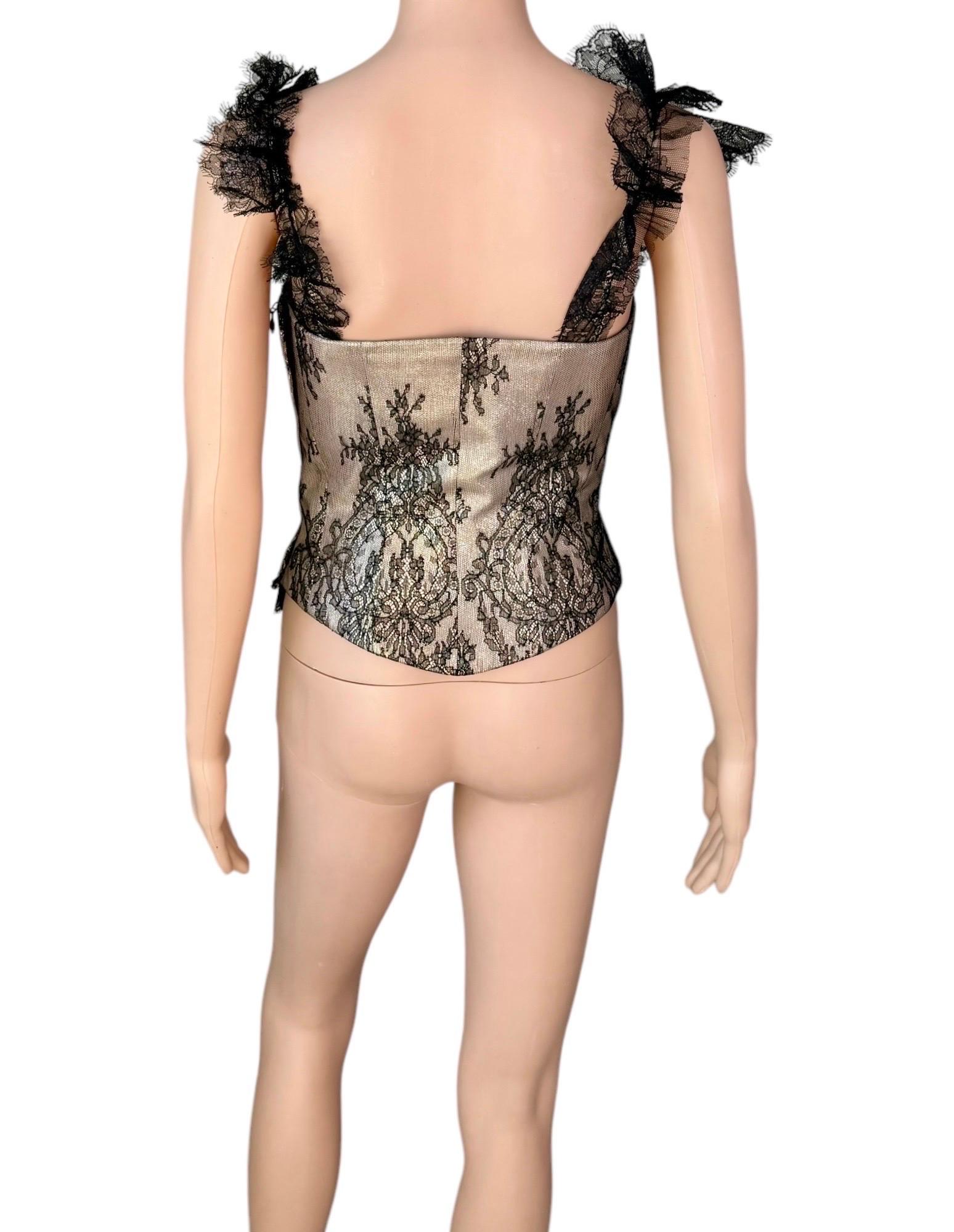 Christian Lacroix Bustier Corsetto d'epoca non indossato in pizzo trasparente metallizzato Crop Top in vendita 7