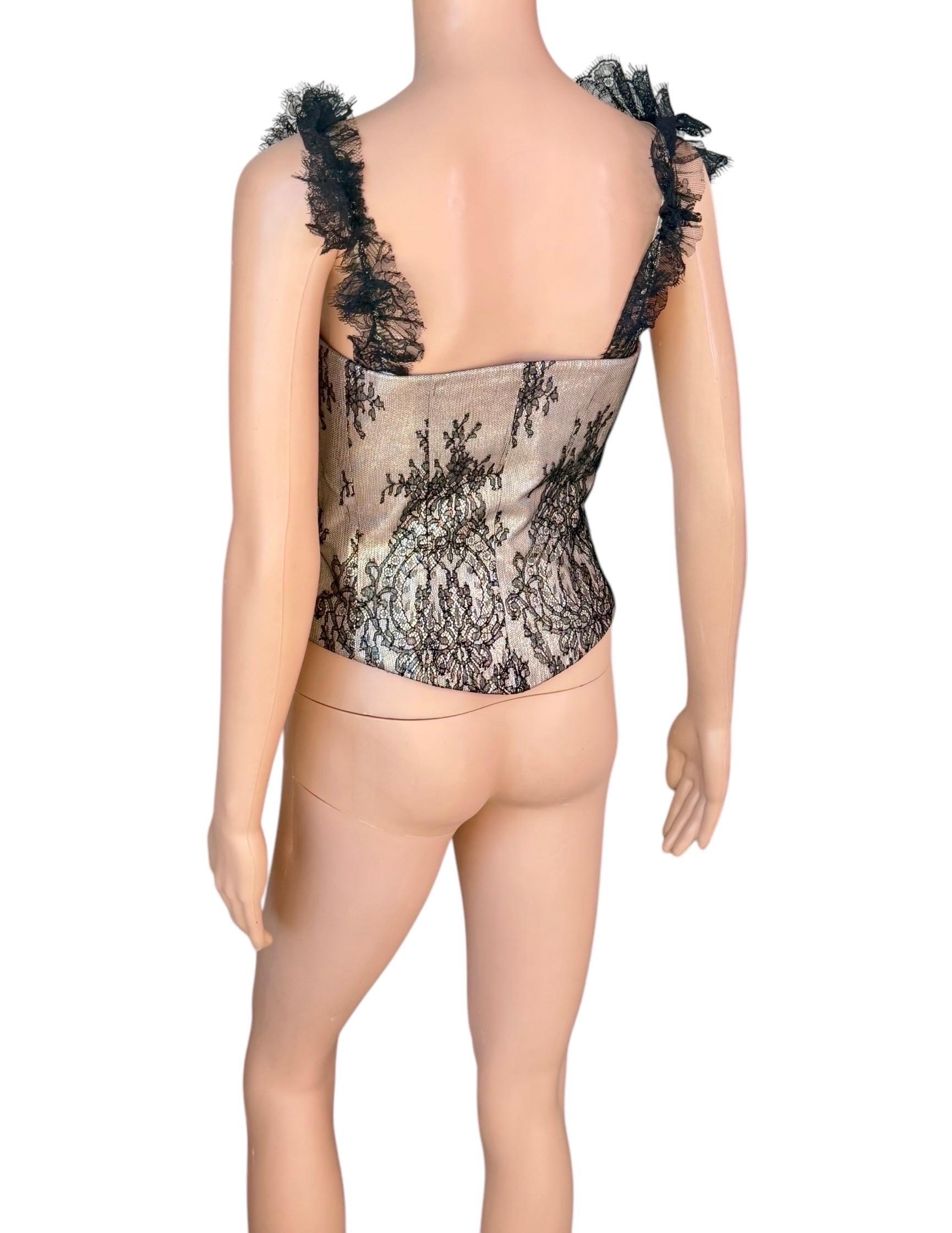 Christian Lacroix Bustier Corsetto d'epoca non indossato in pizzo trasparente metallizzato Crop Top in vendita 9