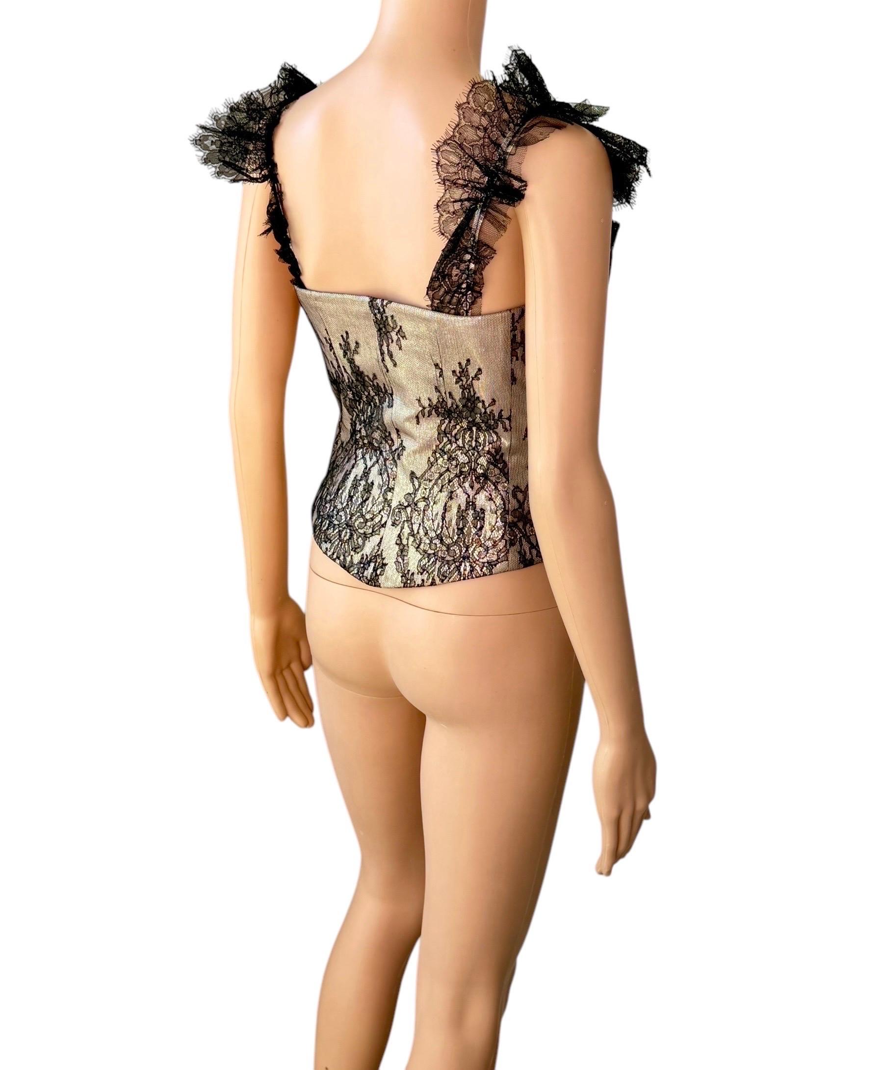 Christian Lacroix Bustier Corsetto d'epoca non indossato in pizzo trasparente metallizzato Crop Top in vendita 12