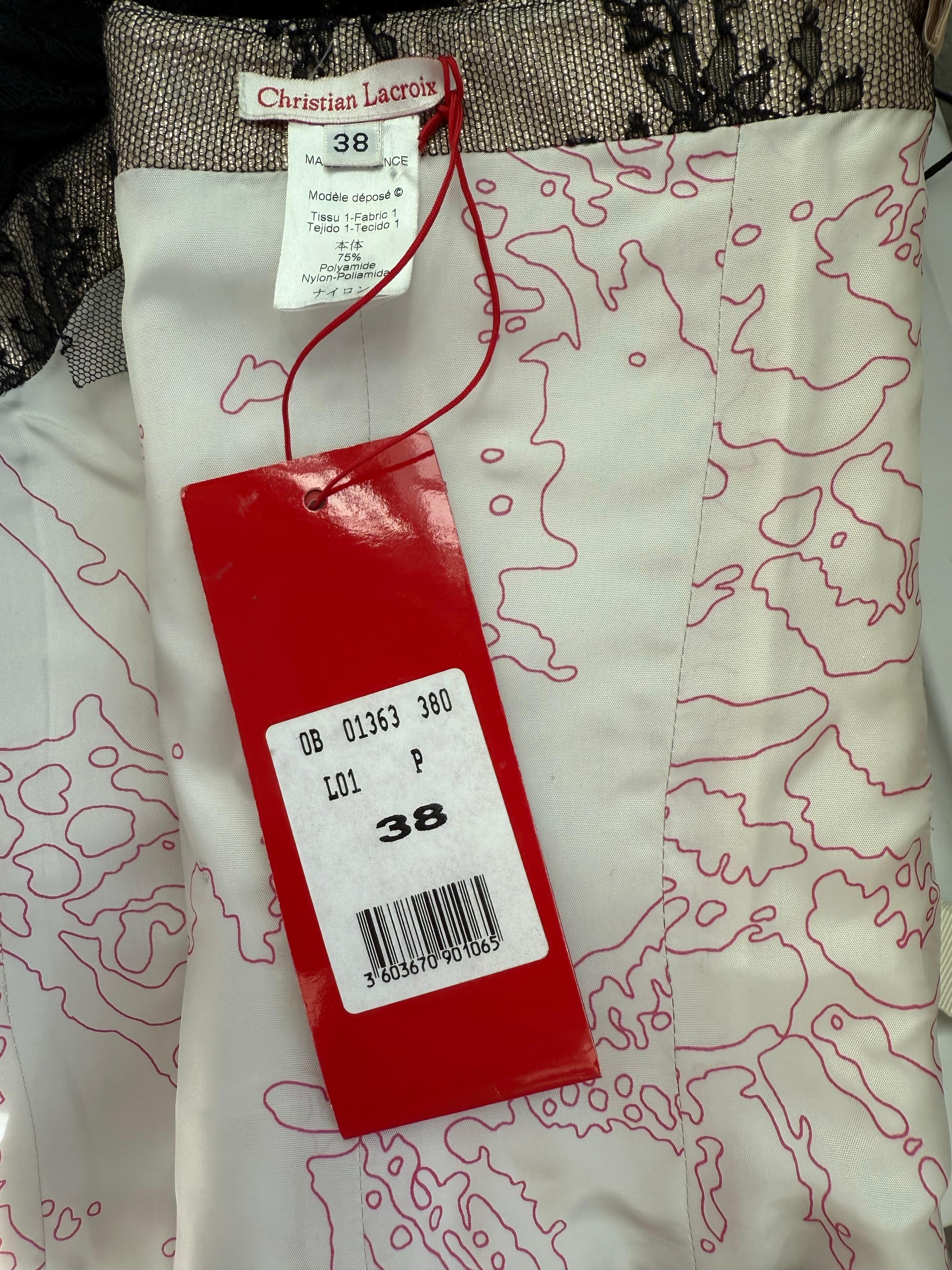 Christian Lacroix Bustier Corsetto d'epoca non indossato in pizzo trasparente metallizzato Crop Top in vendita 13