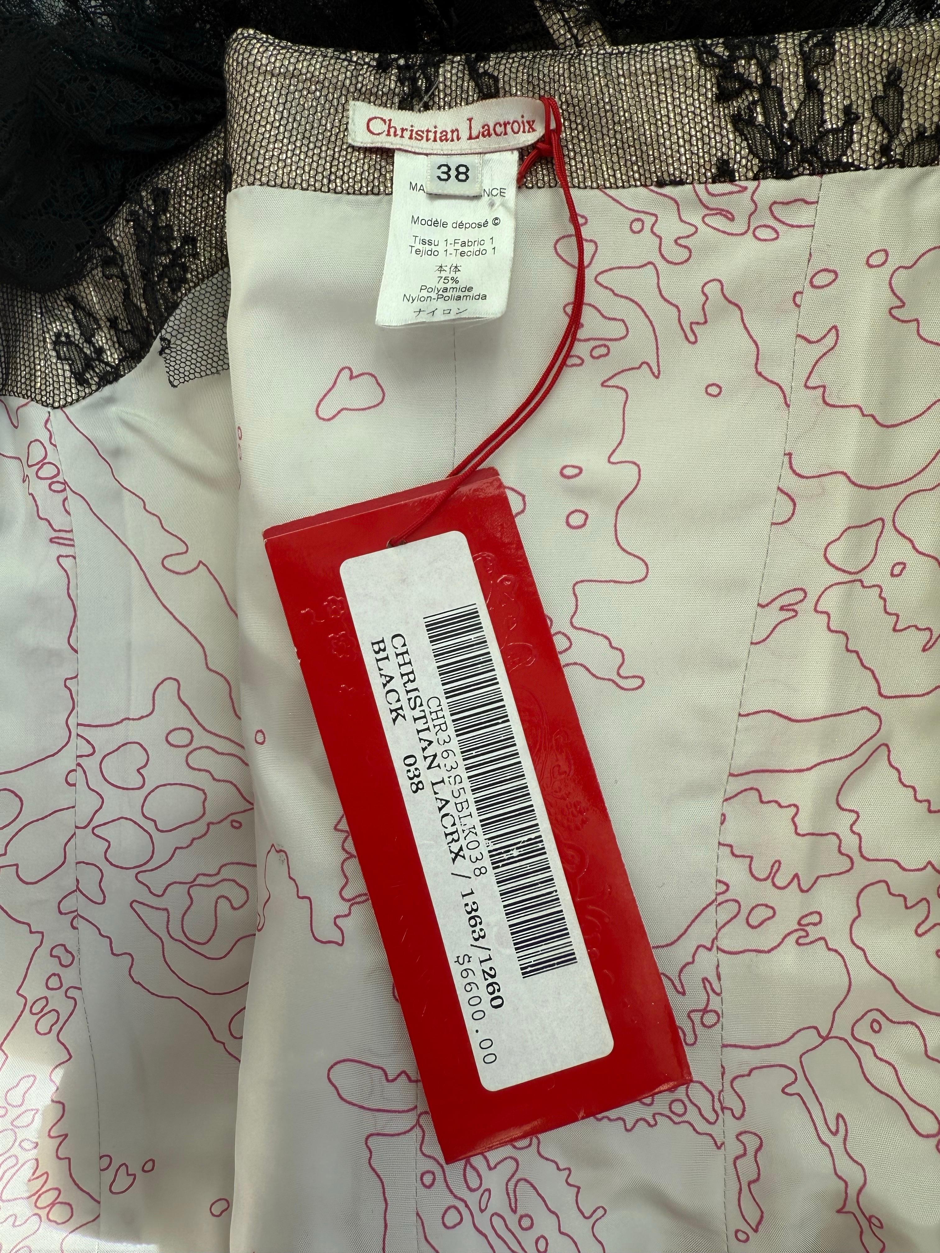 Christian Lacroix Bustier Corsetto d'epoca non indossato in pizzo trasparente metallizzato Crop Top in vendita 14