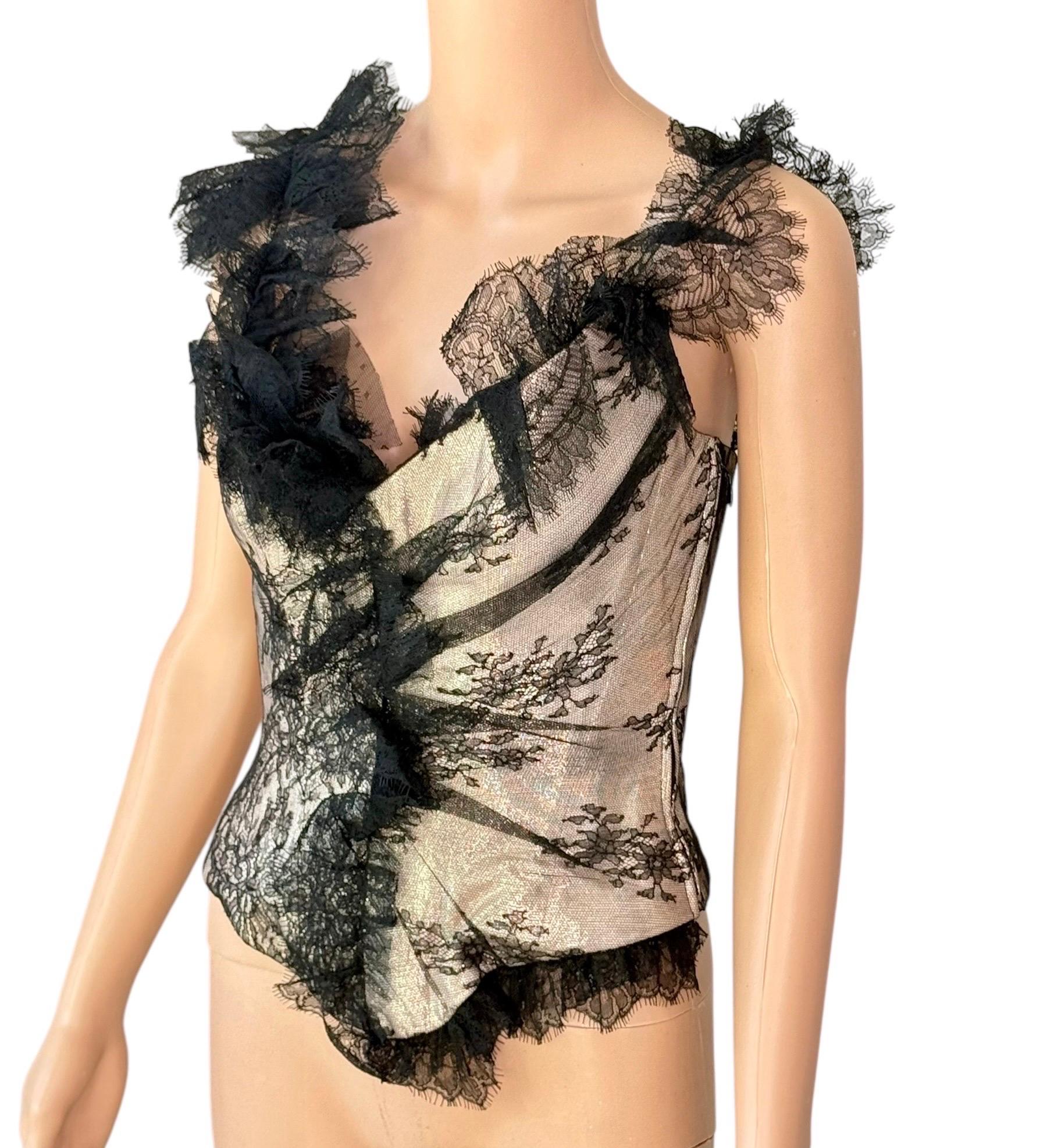 Christian Lacroix Bustier Corsetto d'epoca non indossato in pizzo trasparente metallizzato Crop Top In condizioni Nuovo in vendita a Naples, FL