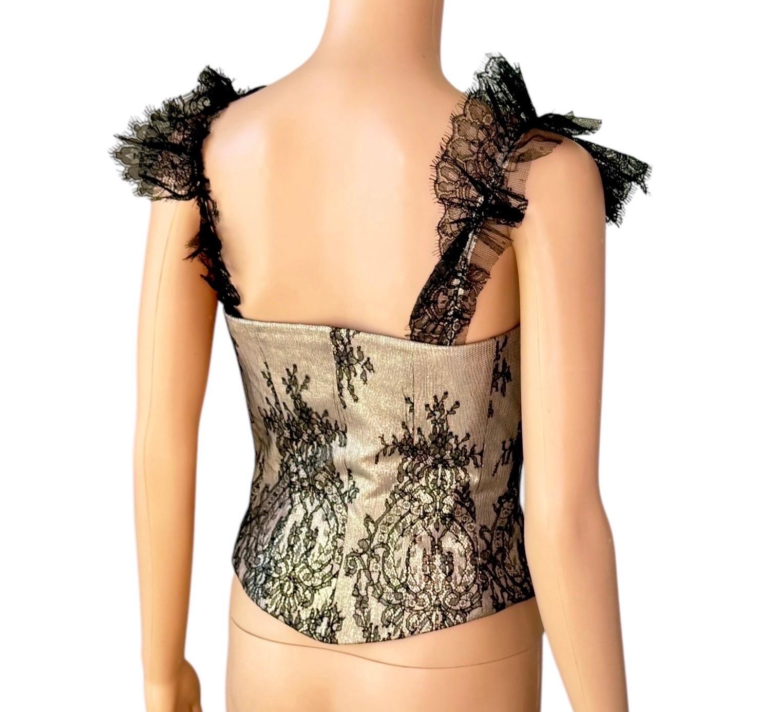 Christian Lacroix Bustier Corsetto d'epoca non indossato in pizzo trasparente metallizzato Crop Top in vendita 4