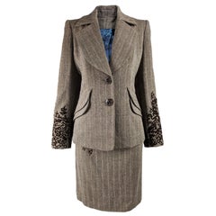 Christian Lacroix Vintage Velvet & Tweed Skirt Suit