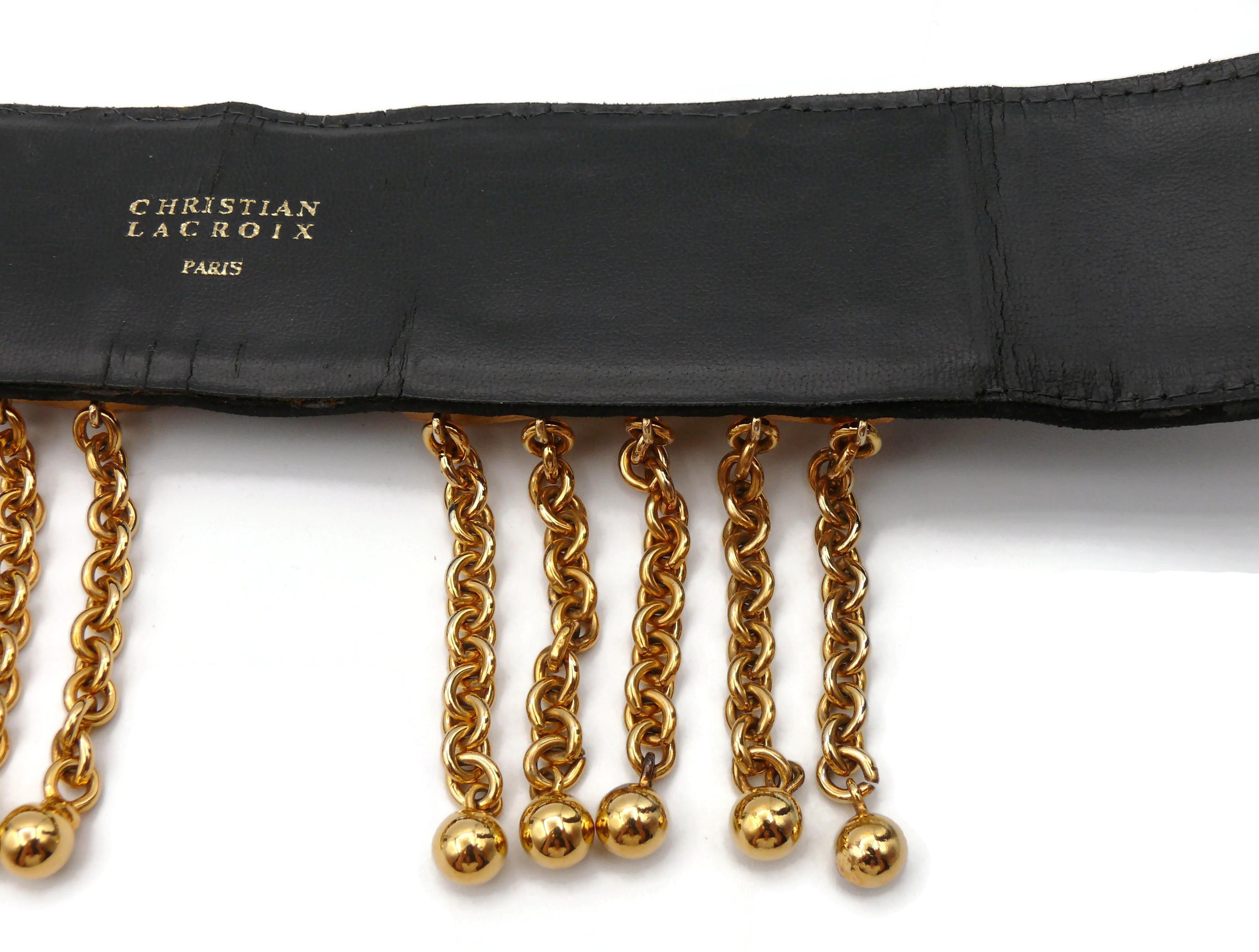 CHRISTIAN LACROIX Vintage Wide Black Suede & Chain Belt  For Sale 7