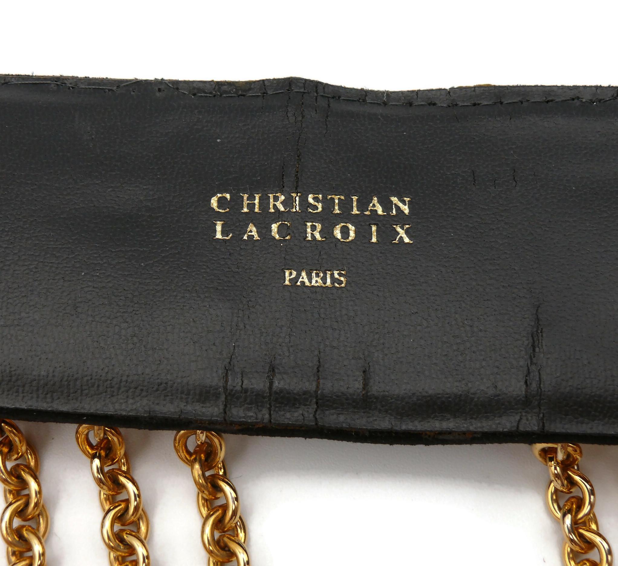 CHRISTIAN LACROIX Vintage Wide Black Suede & Chain Belt  For Sale 9