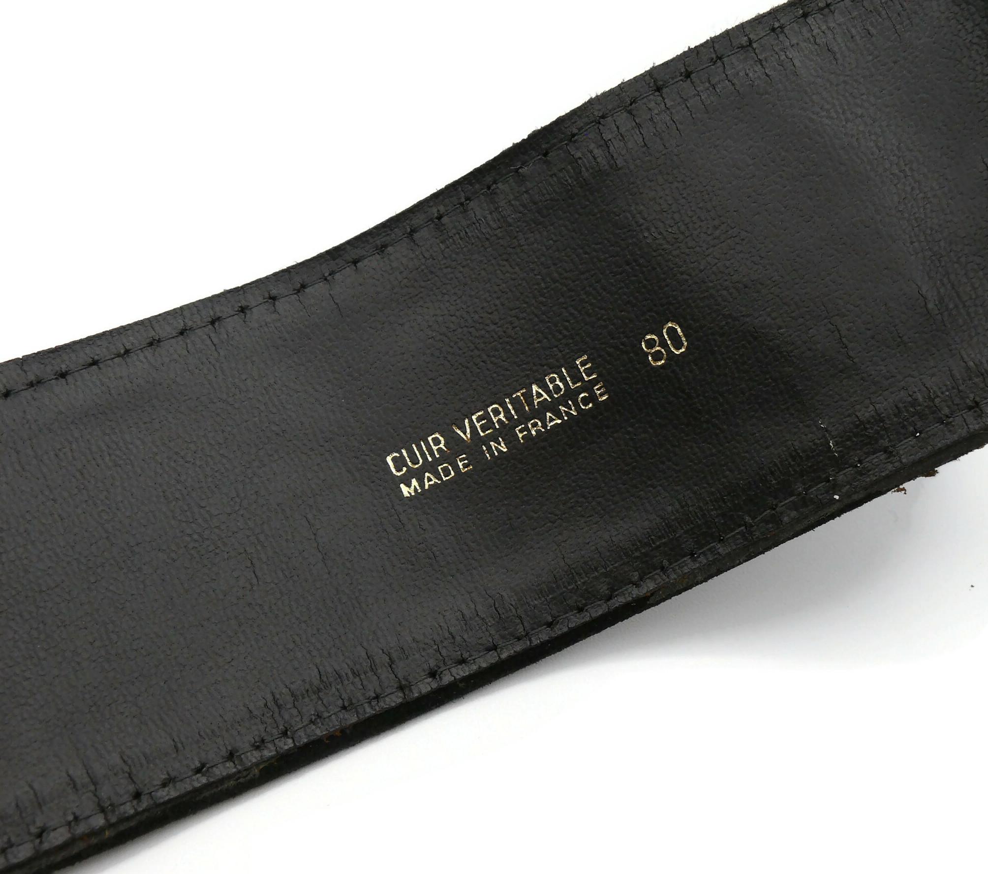 CHRISTIAN LACROIX Vintage Wide Black Suede & Chain Belt  For Sale 10