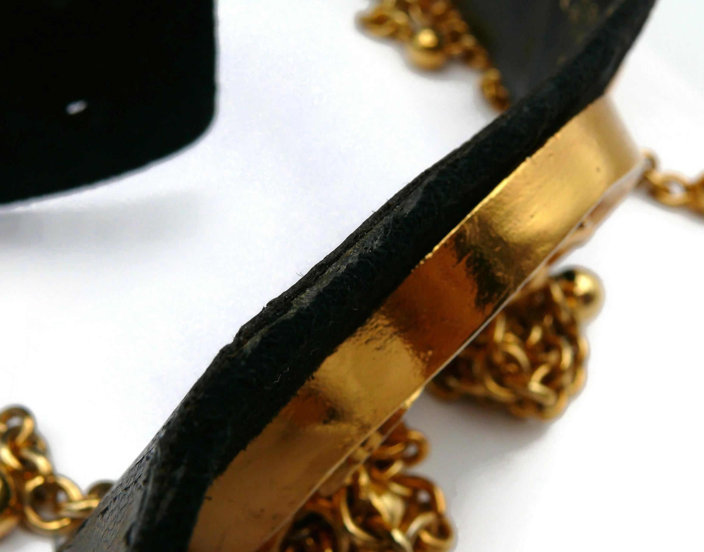 CHRISTIAN LACROIX Vintage Wide Black Suede & Chain Belt  For Sale 14