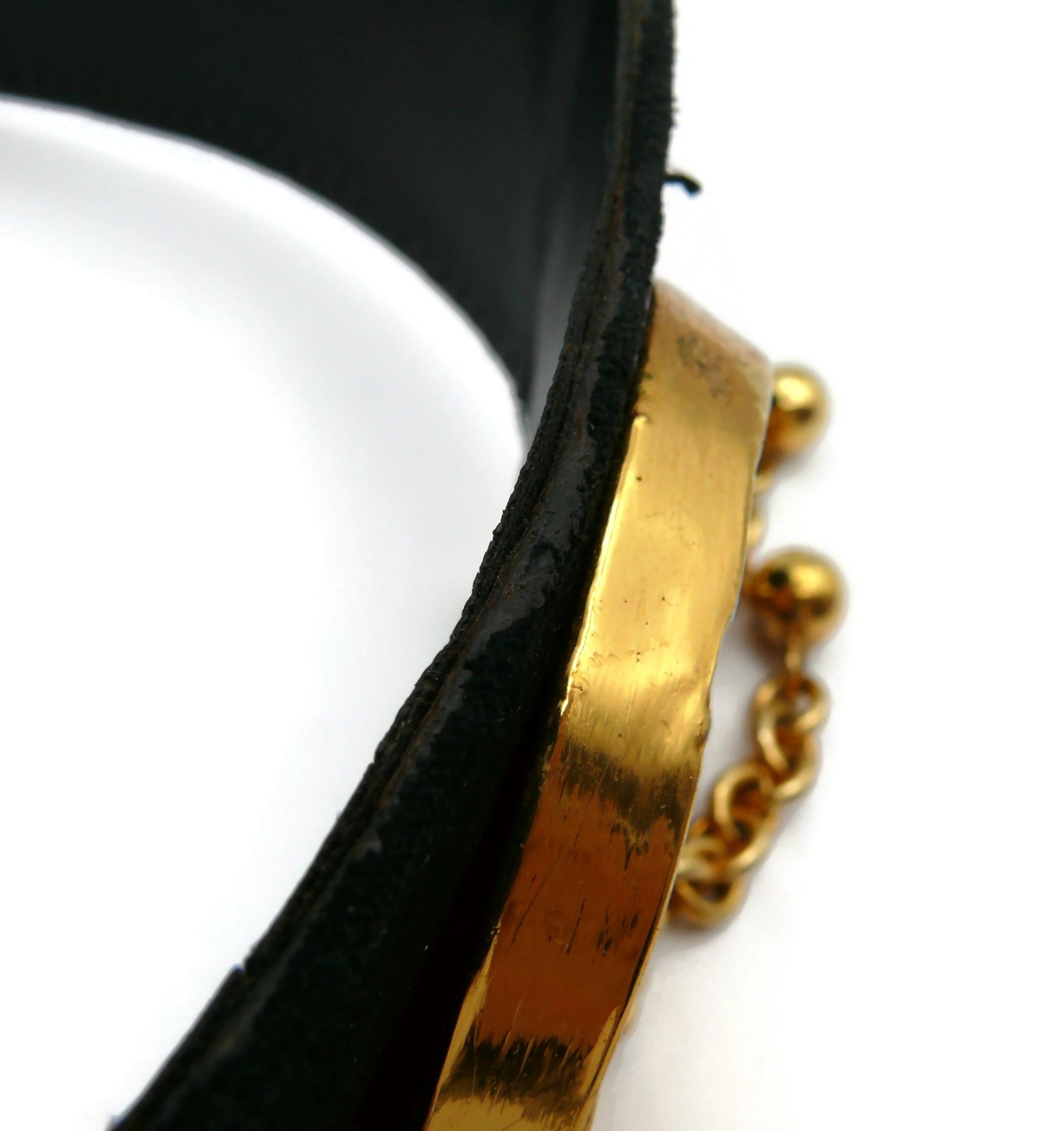 CHRISTIAN LACROIX Vintage Wide Black Suede & Chain Belt  For Sale 16