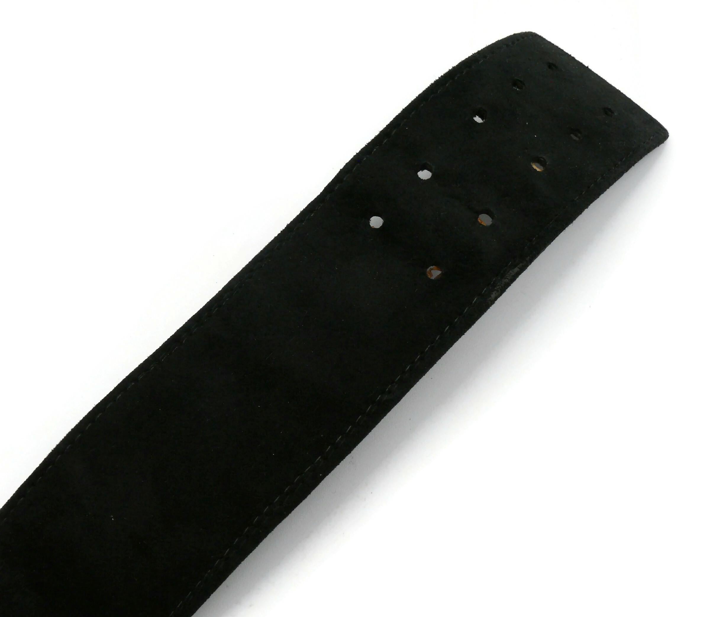 CHRISTIAN LACROIX Vintage Wide Black Suede & Chain Belt  For Sale 3