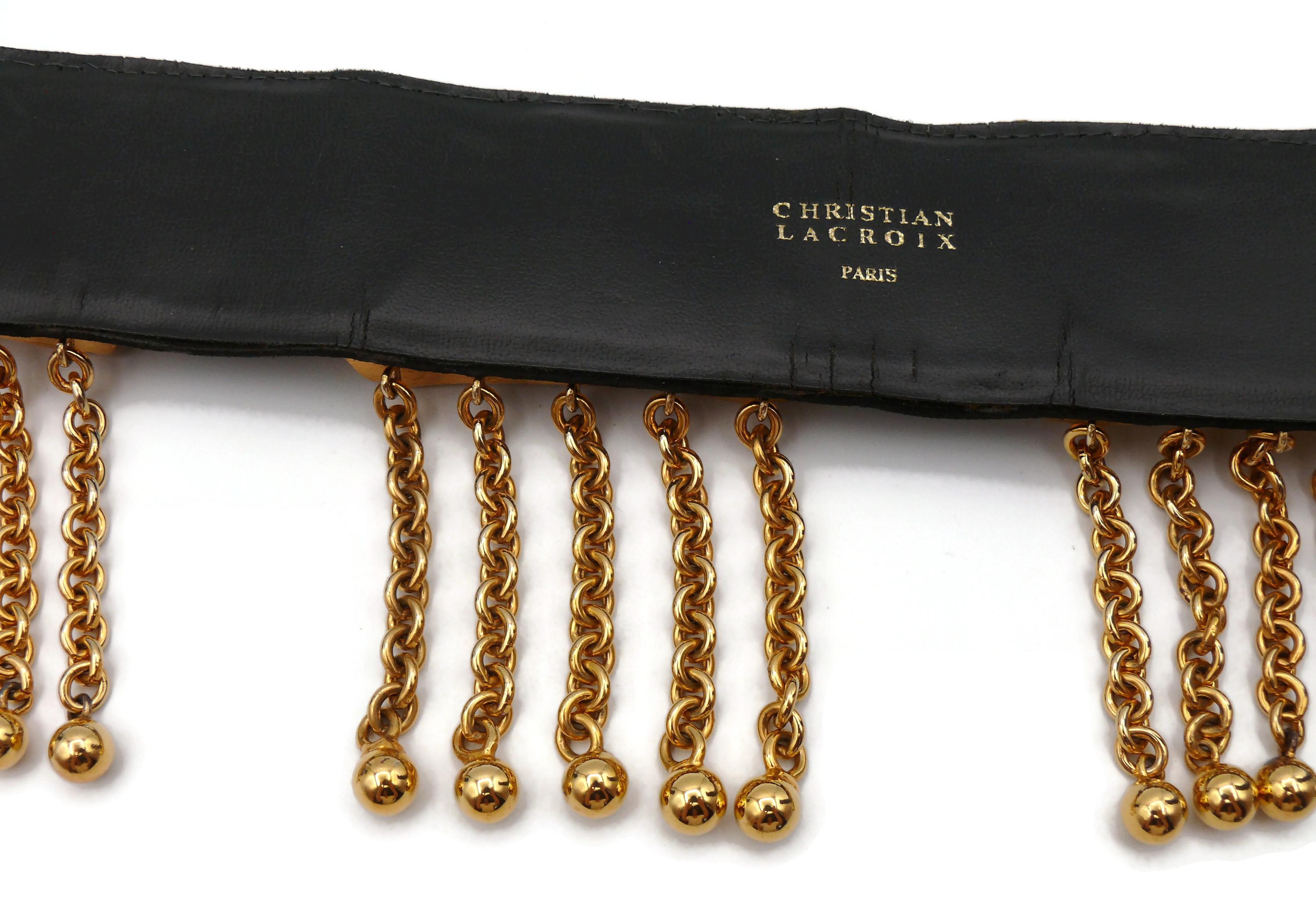 CHRISTIAN LACROIX Vintage Wide Black Suede & Chain Belt  For Sale 6